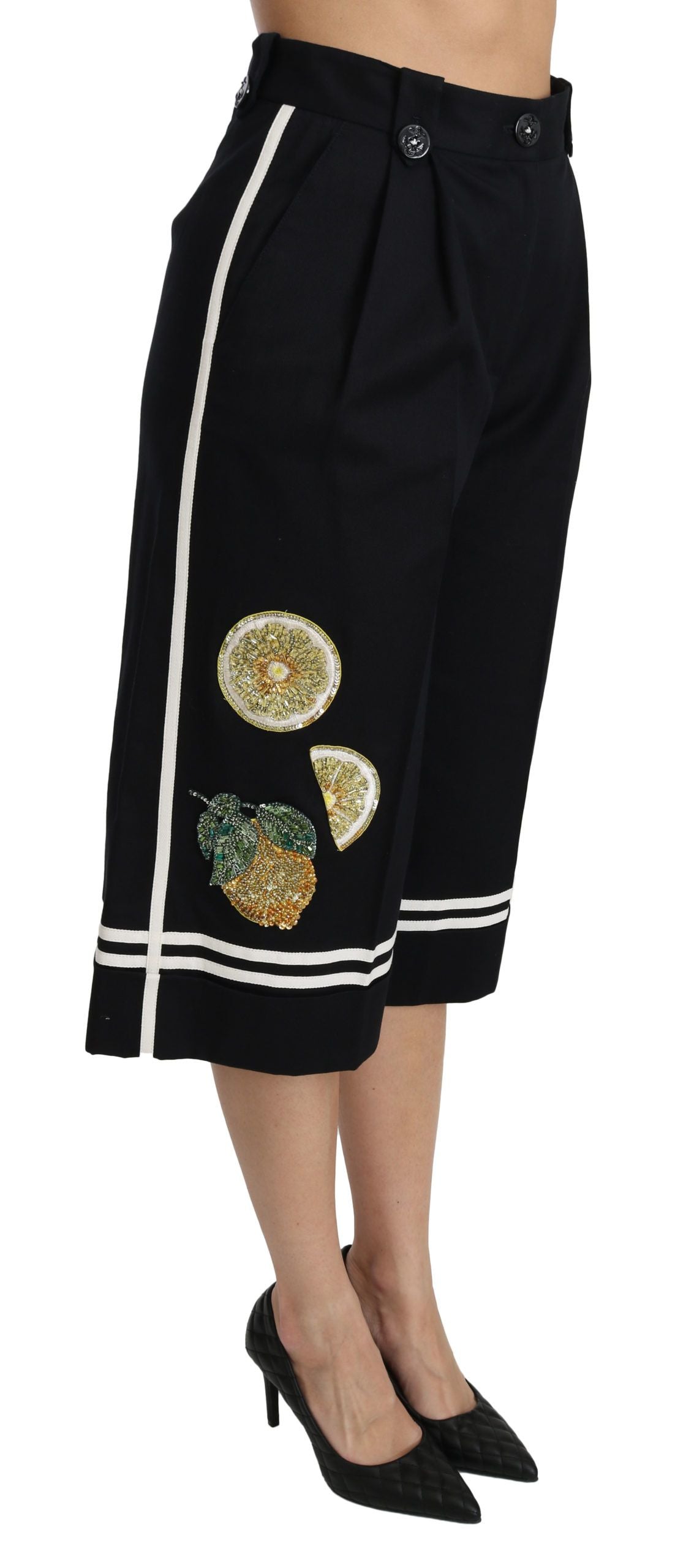 Pantalon Dolce & Gabbana palazzo noir lemon