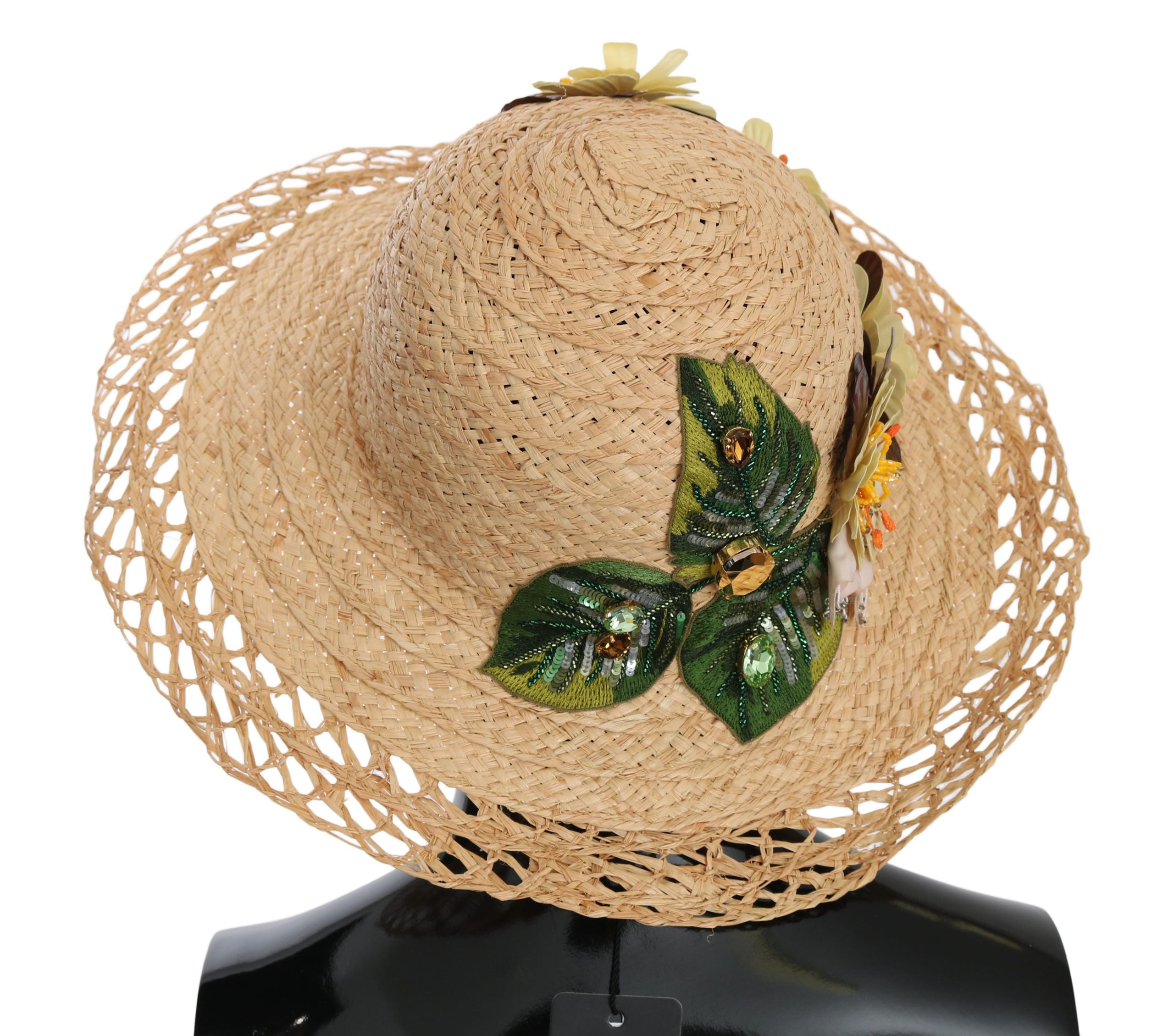 Chapeau Dolce & Gabbana à fleurs beige