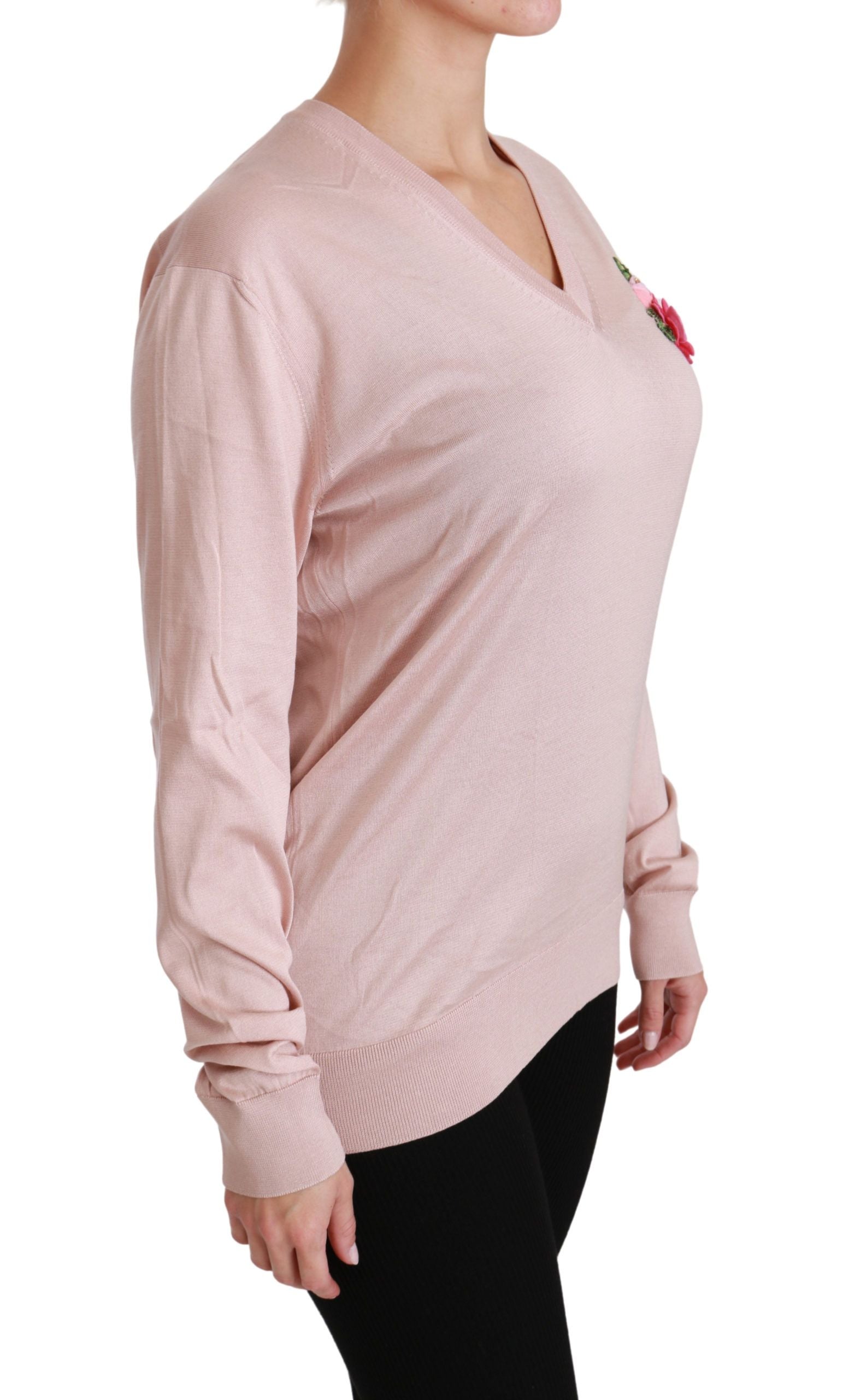 Pull Dolce & Gabbana V-neck rose fleuri