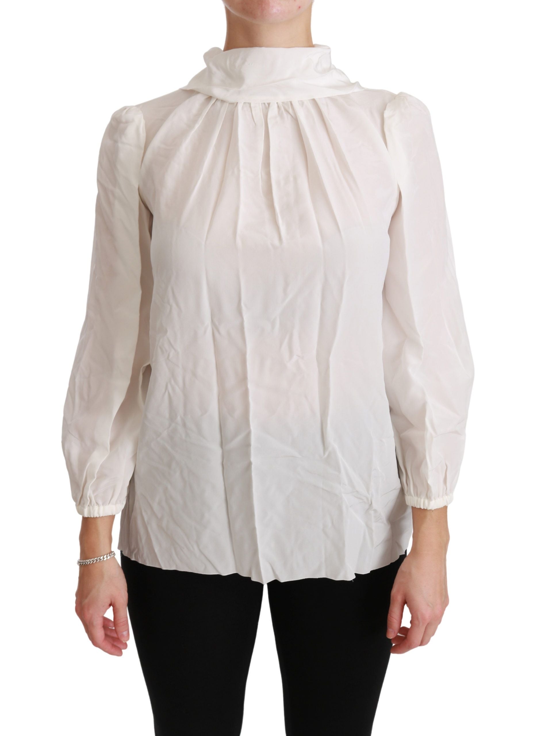 Blouse Dolce & Gabbana col roulé blanche