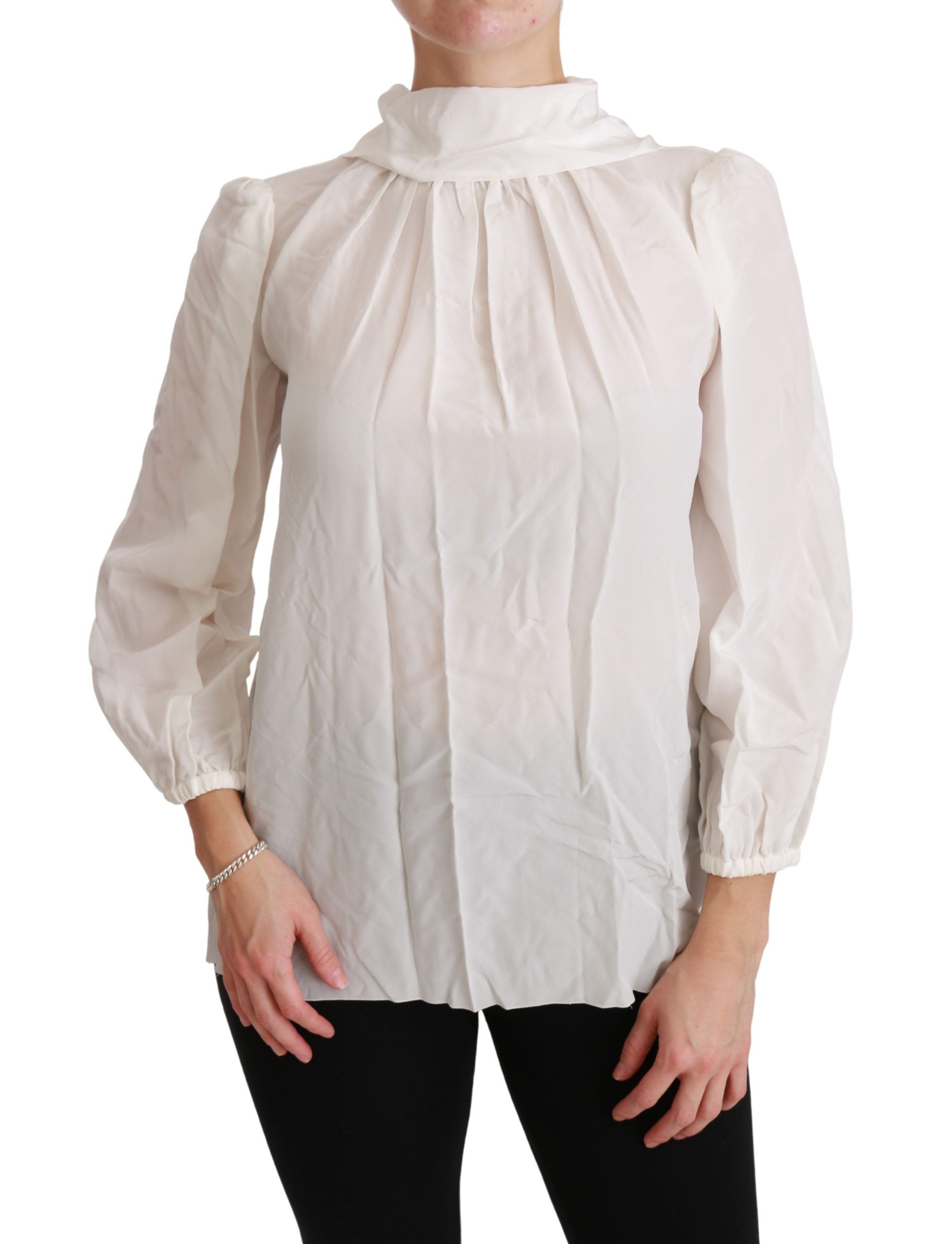 Blouse Dolce & Gabbana col roulé blanche