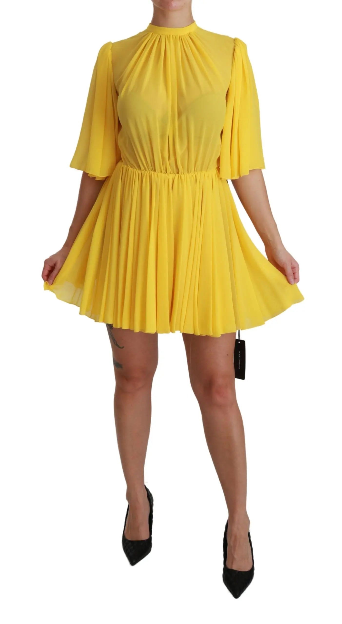 Robe Dolce & Gabbana Pleated A-line jaune Dolce & Gabbana