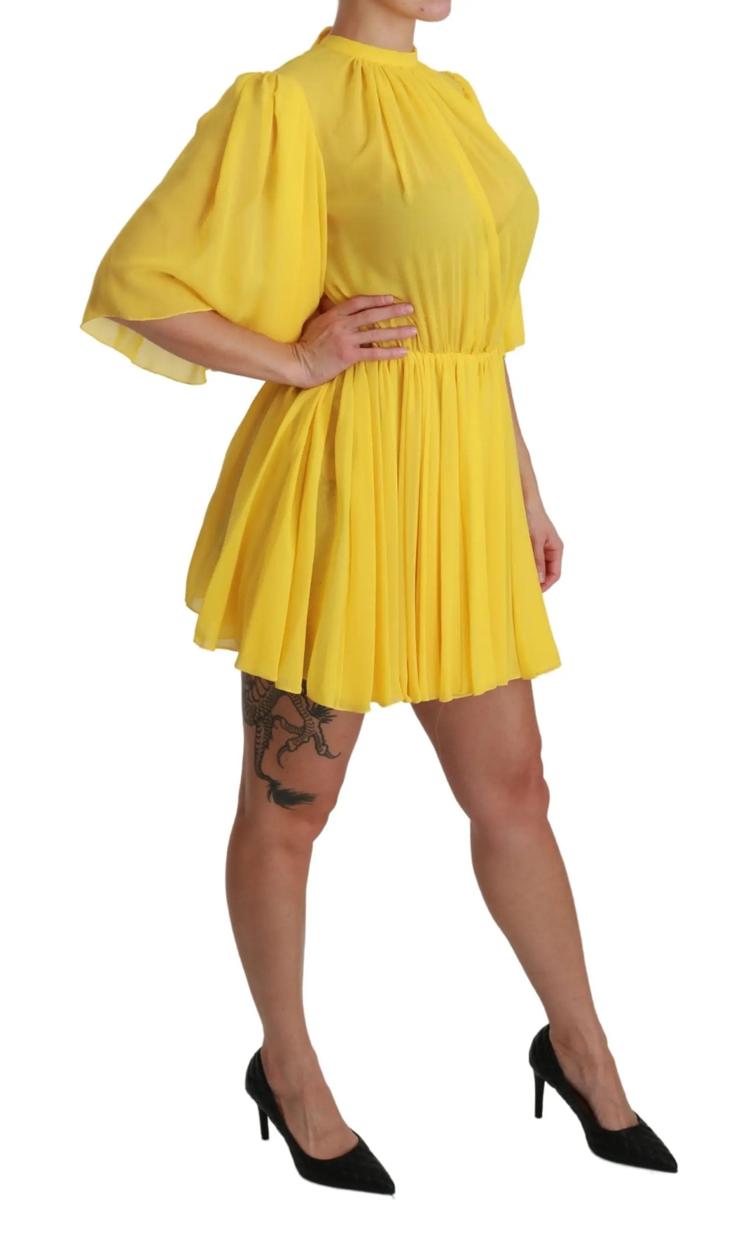 Robe Dolce & Gabbana Pleated A-line jaune Dolce & Gabbana