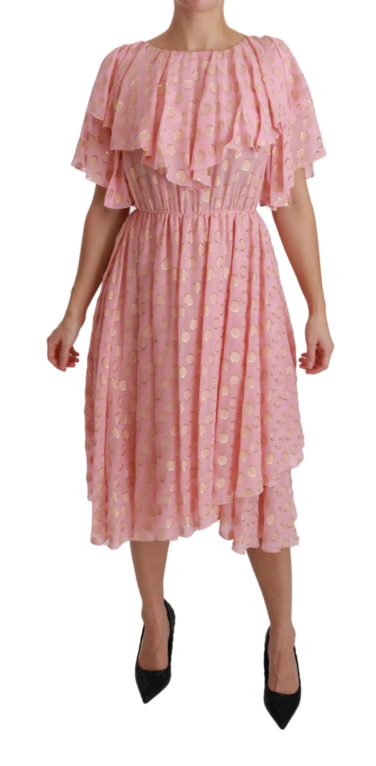 Robe Dolce & Gabbana midi rose à pois Dolce & Gabbana