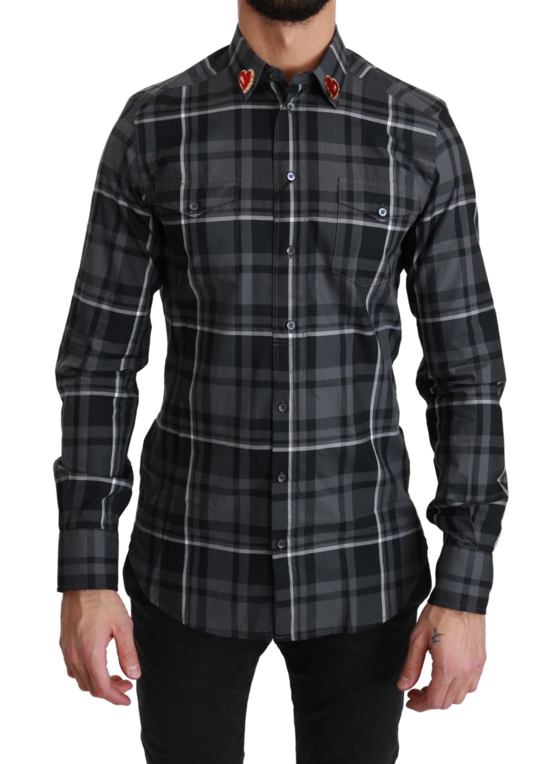 Chemise Dolce & Gabbana MARTINI grise à carreaux