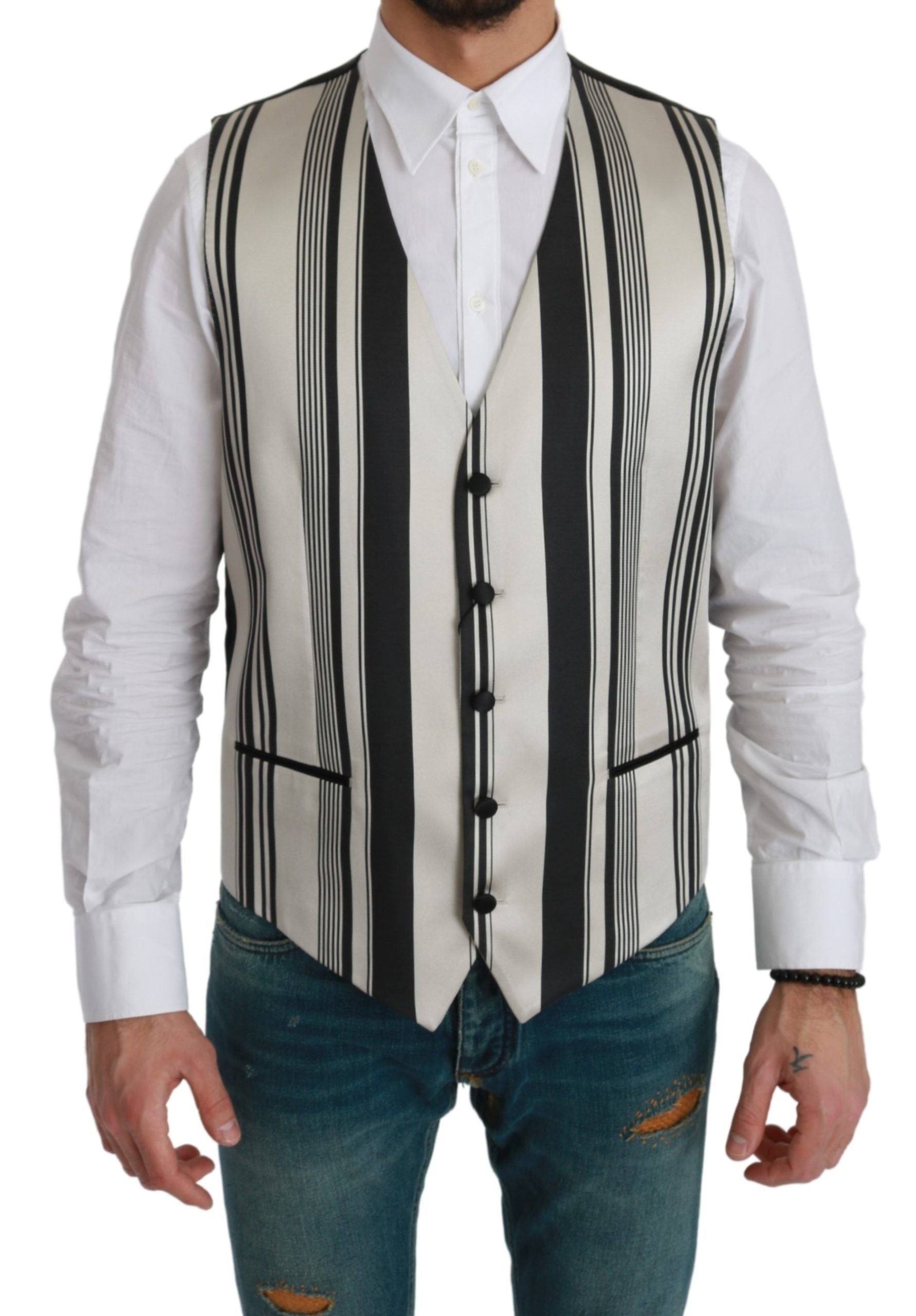 Gilet Dolce & Gabbana à rayures noir et blanc