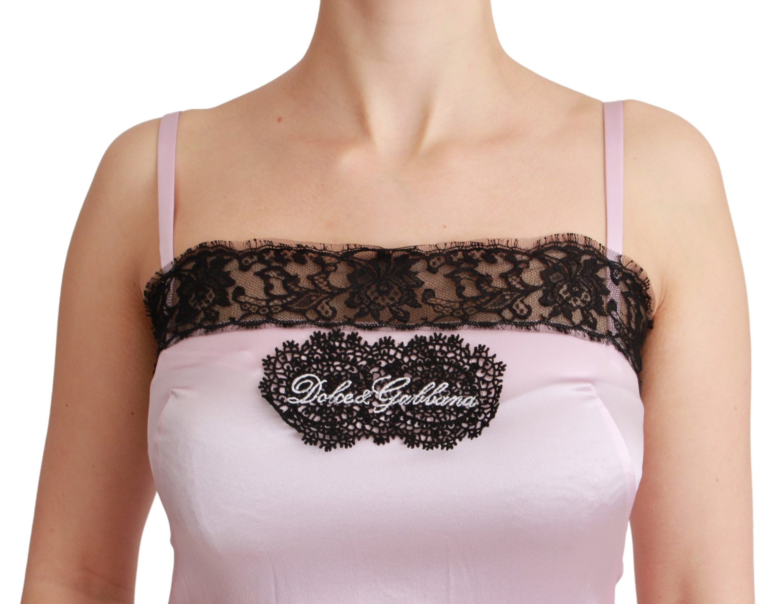 Top Dolce & Gabbana rose avec dentelle noire