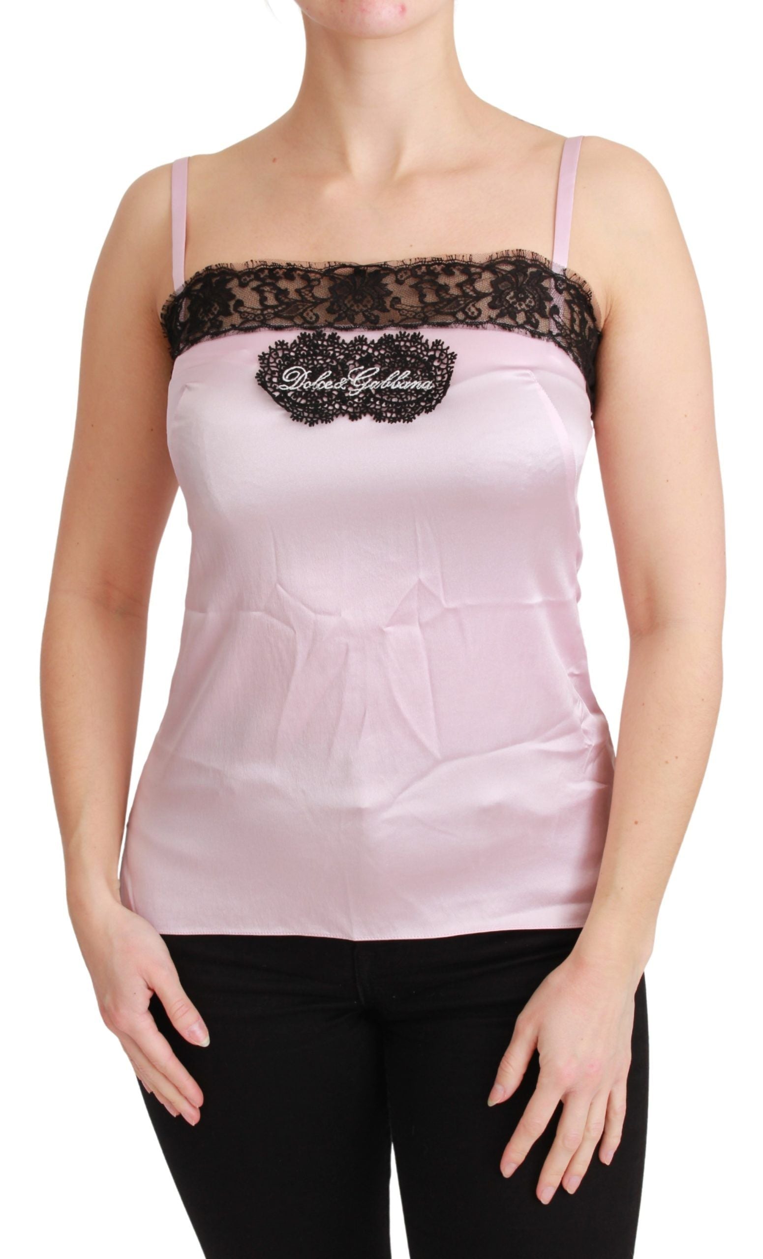 Top Dolce & Gabbana rose avec dentelle noire