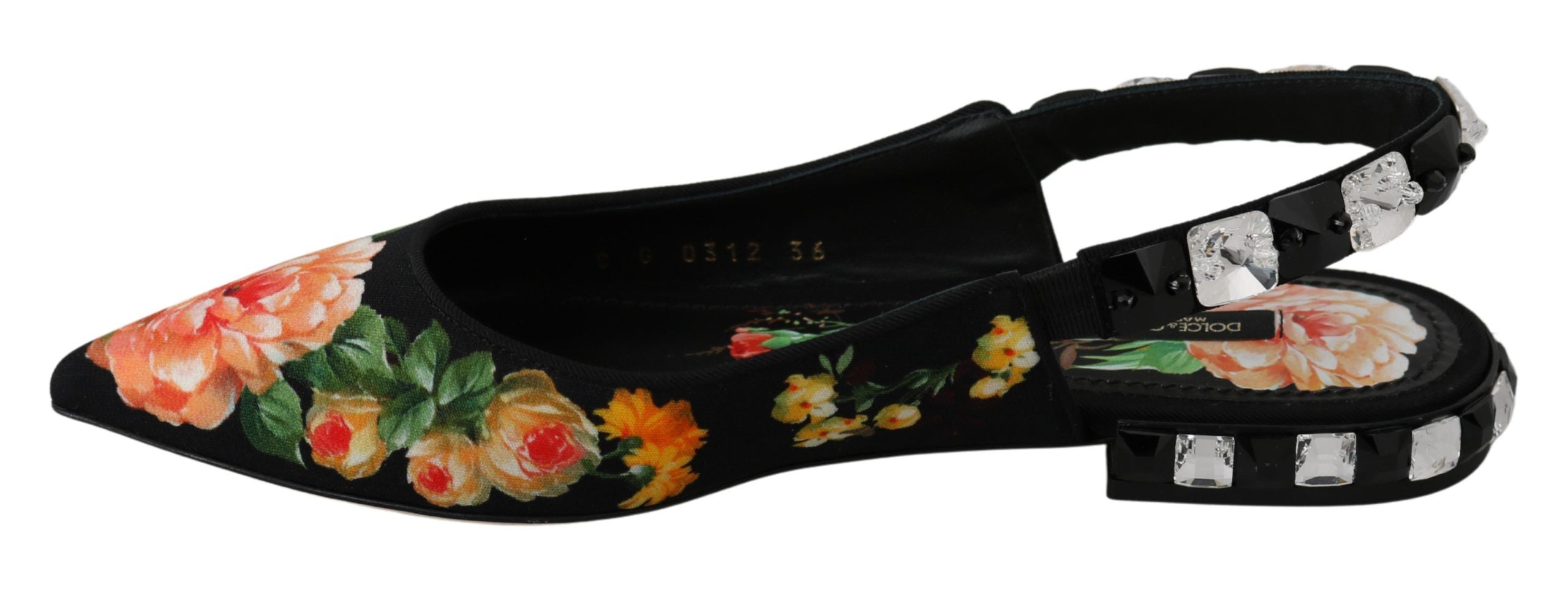 Ballerines Dolce & Gabbana noires fleuries