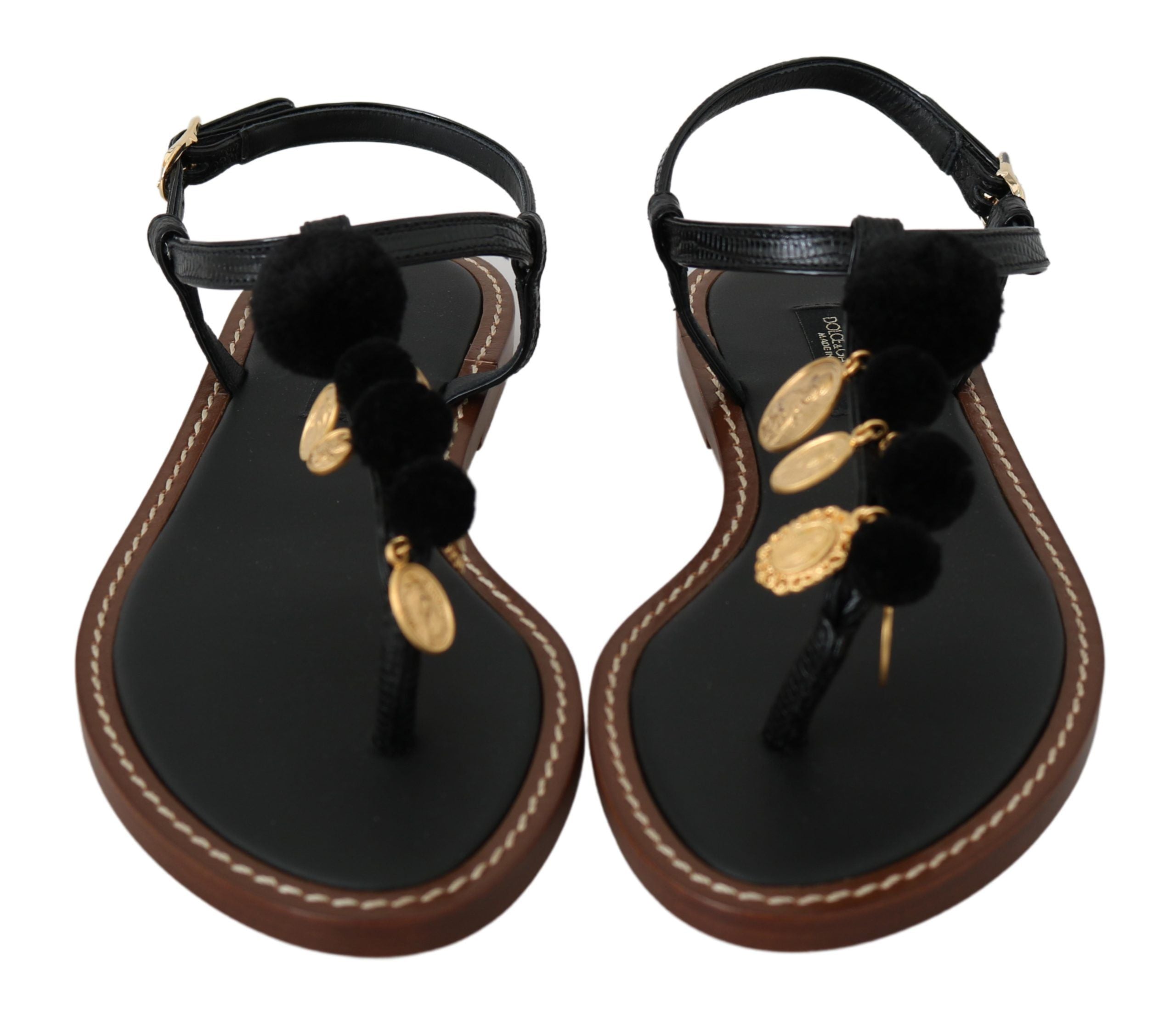 Sandales Dolce & Gabbana Pom Pom noires