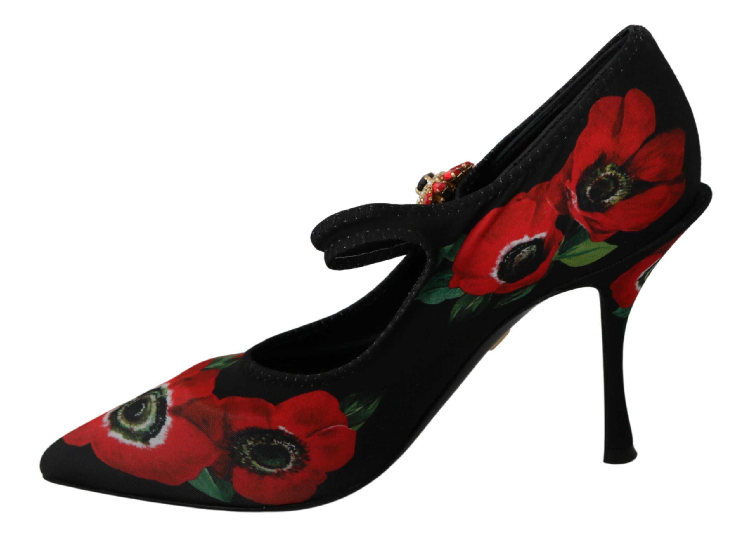 Pumps Dolce & Gabbana Mary Janes noires avec imprimé floral rouge