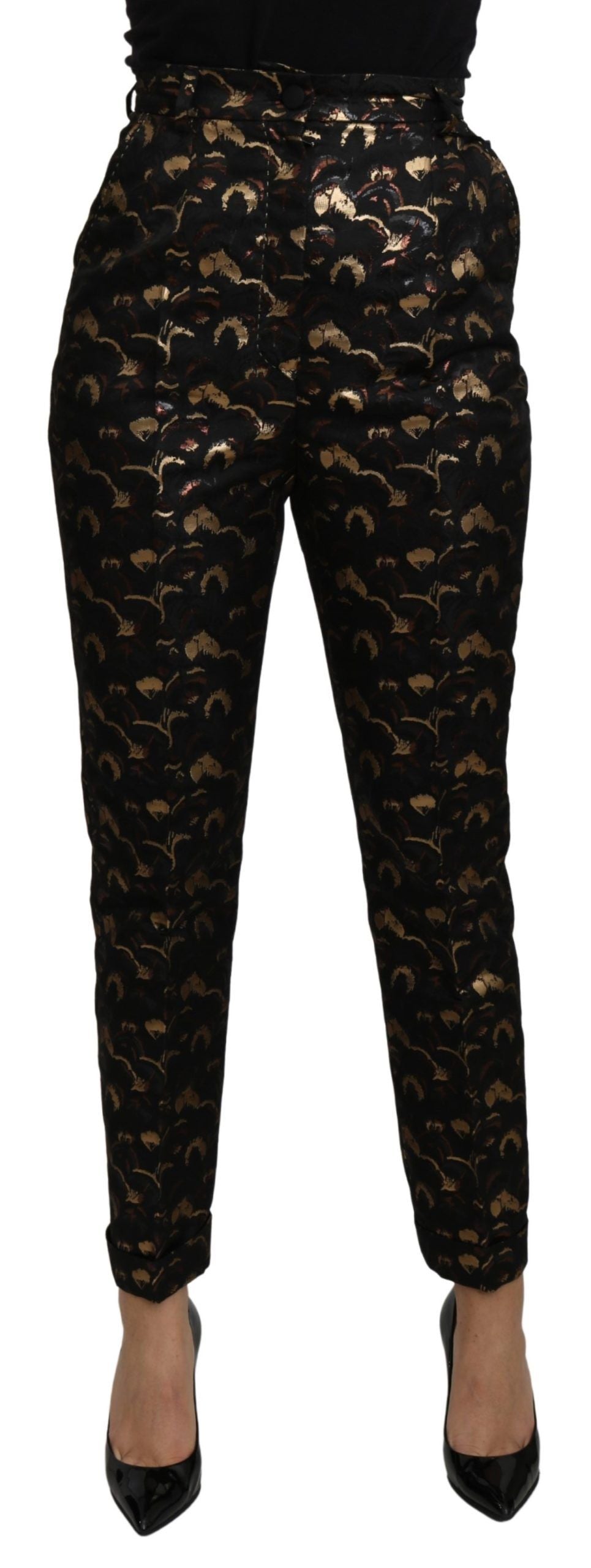 Pantalon Dolce & Gabbana brocart noir et or
