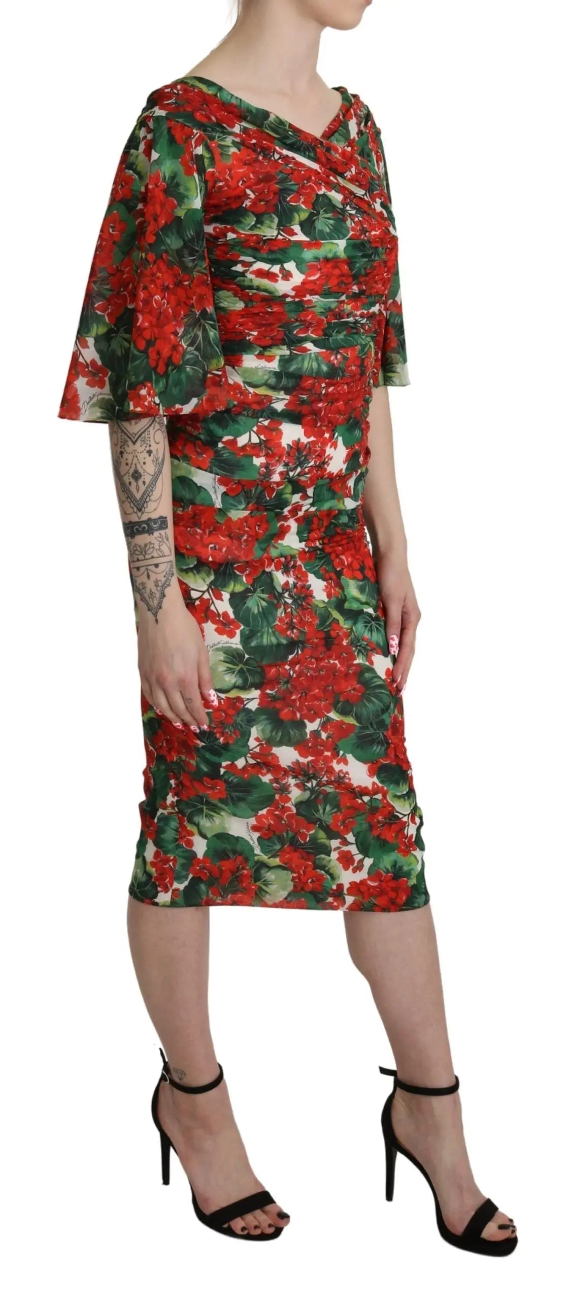 Robe Dolce & Gabbana midi floral rouge Dolce & Gabbana