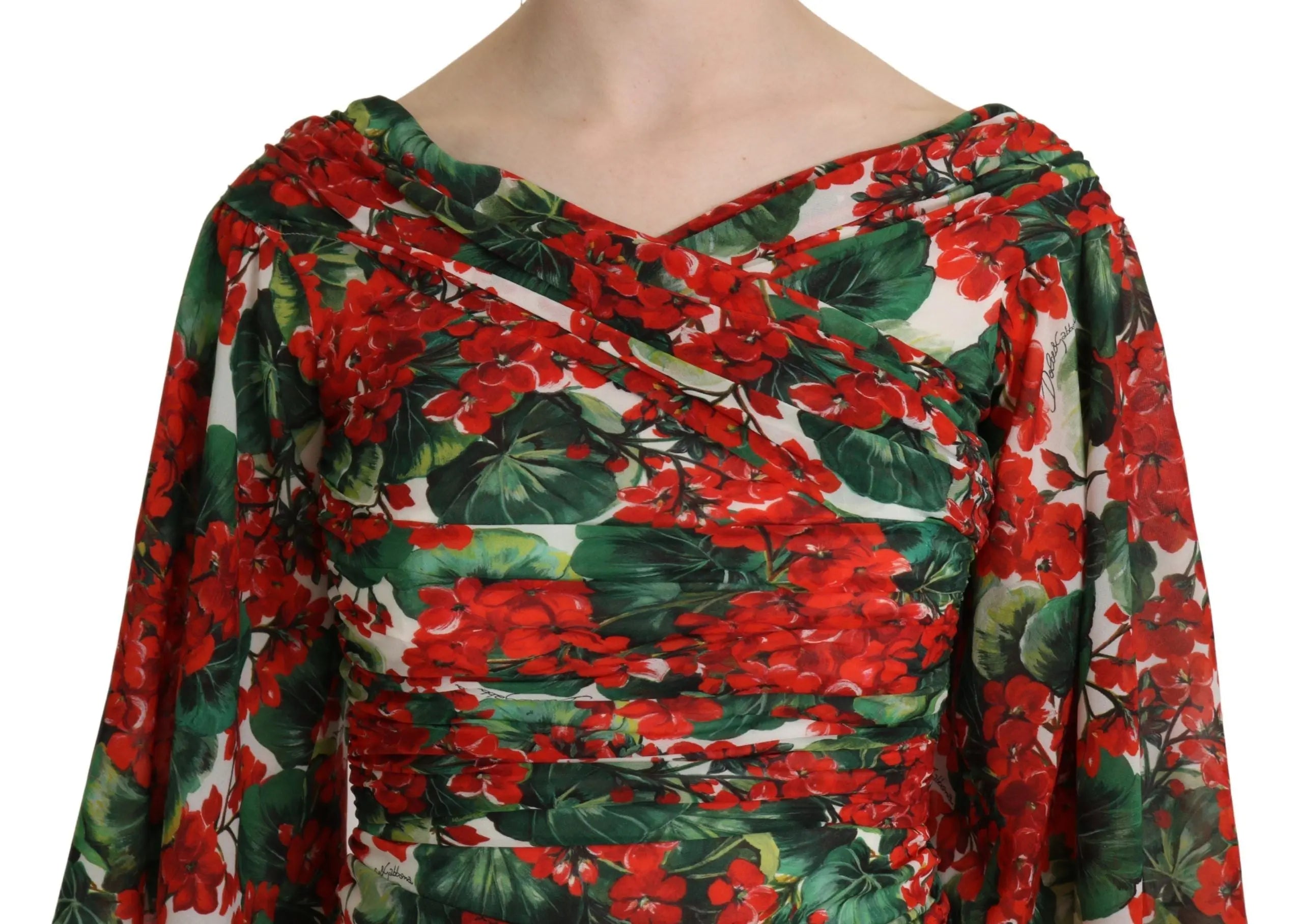 Robe Dolce & Gabbana midi floral rouge Dolce & Gabbana