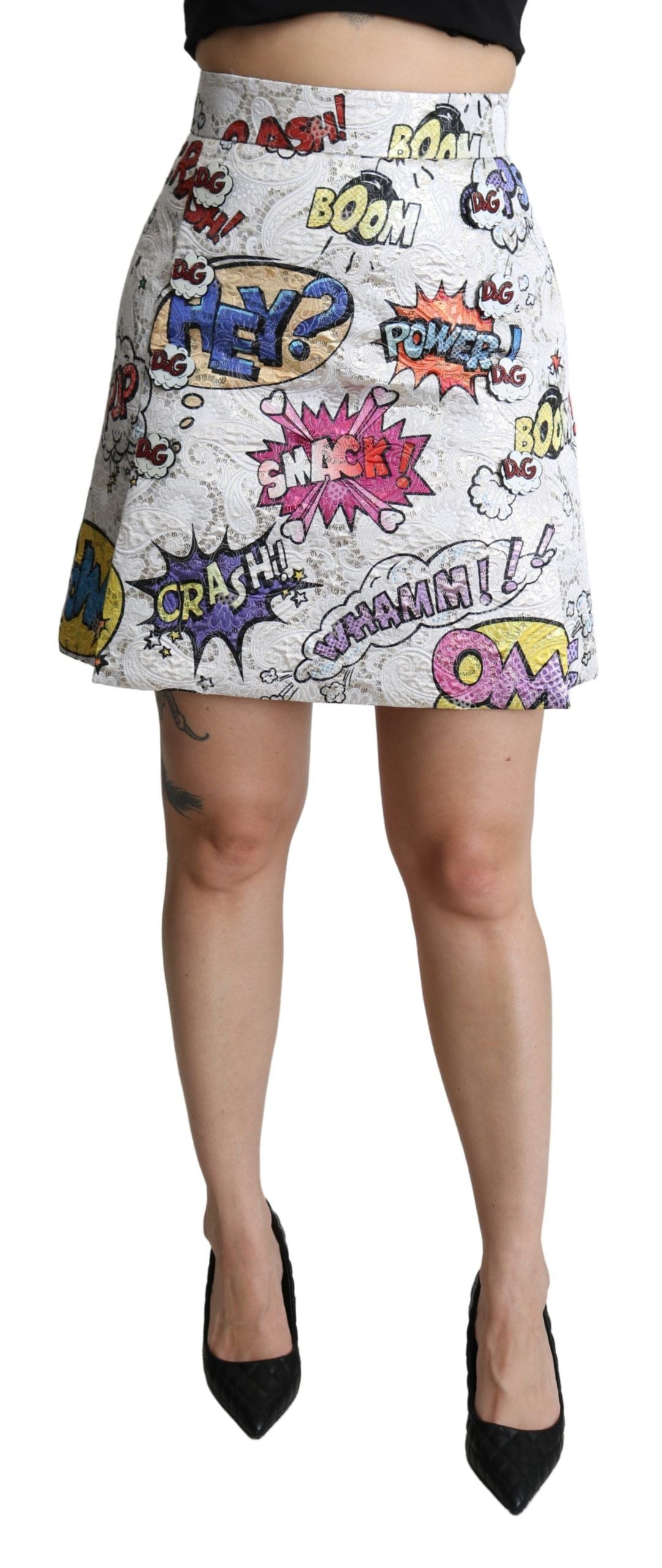 Jupe Dolce & Gabbana A-line blanche brocade