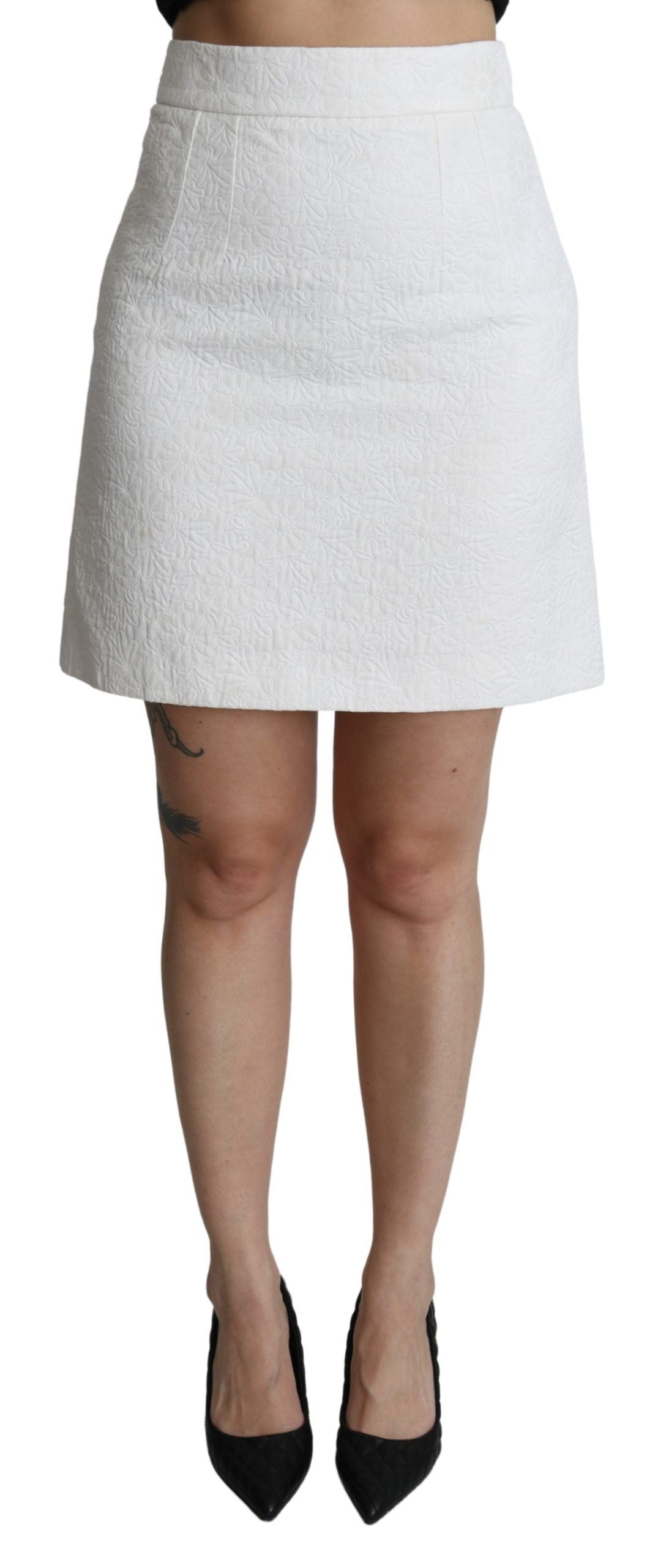 Jupe Dolce & Gabbana A-line blanche fleurie