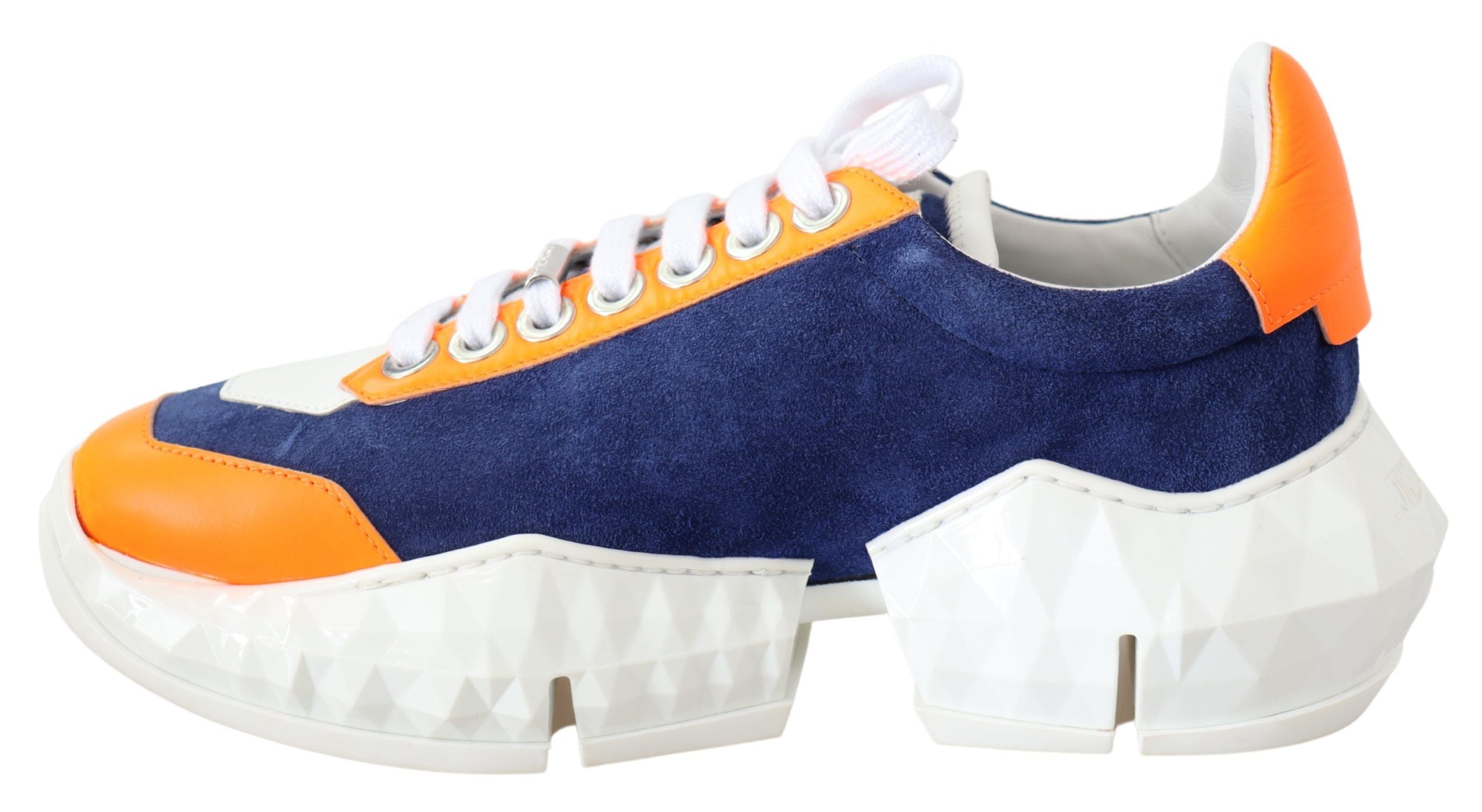 Baskets Jimmy Choo mix cuir bleu orange