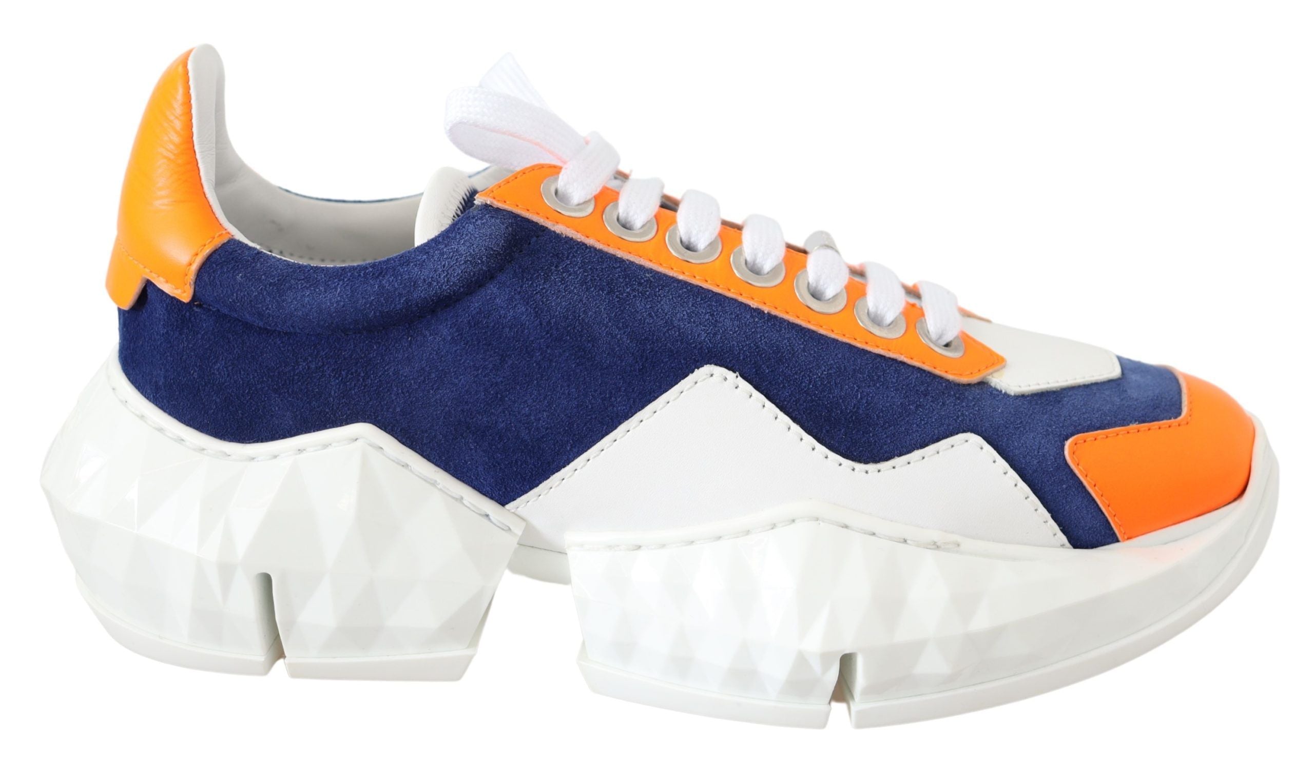 Baskets Jimmy Choo mix cuir bleu orange
