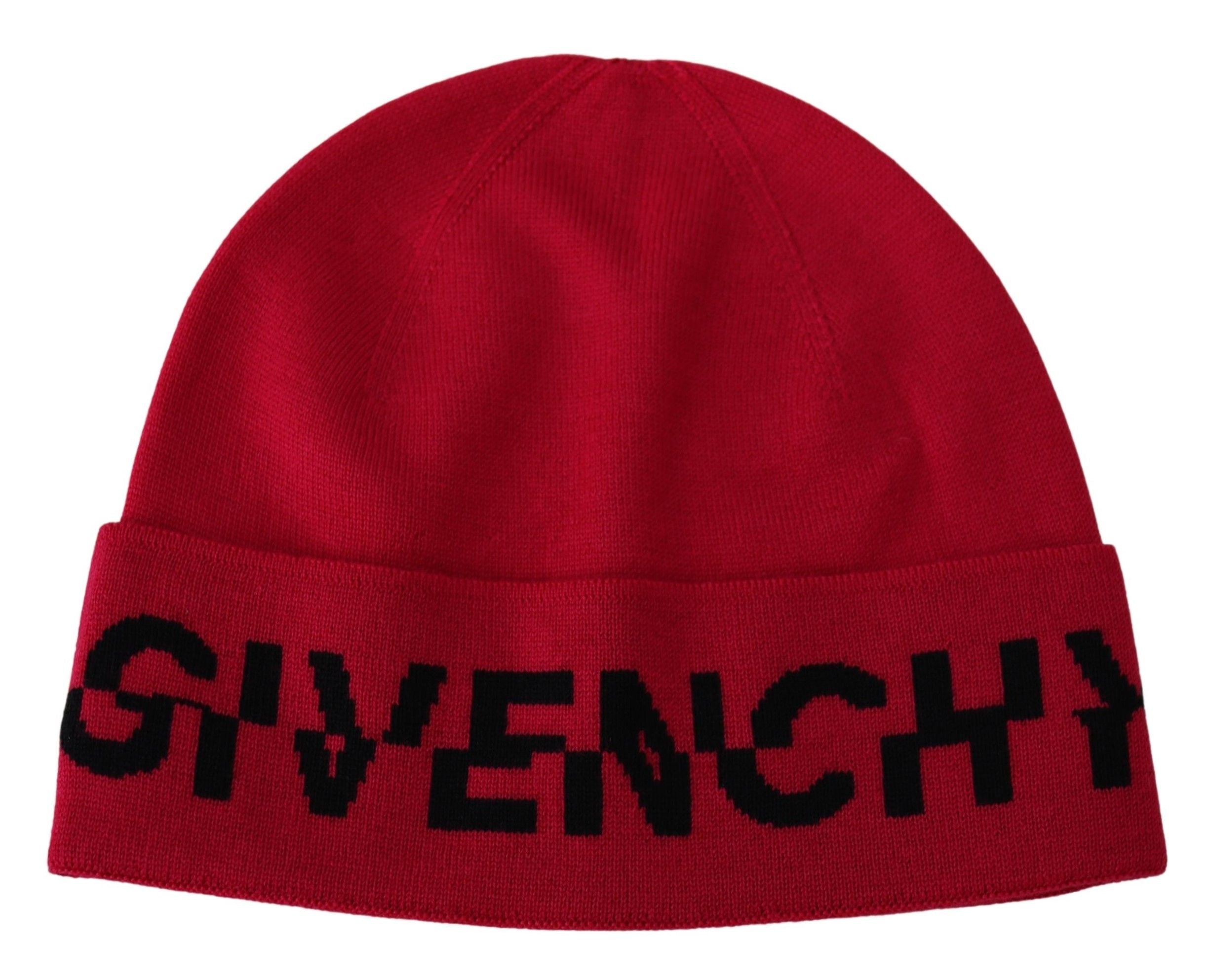 Bonnet Givenchy en laine rouge rose