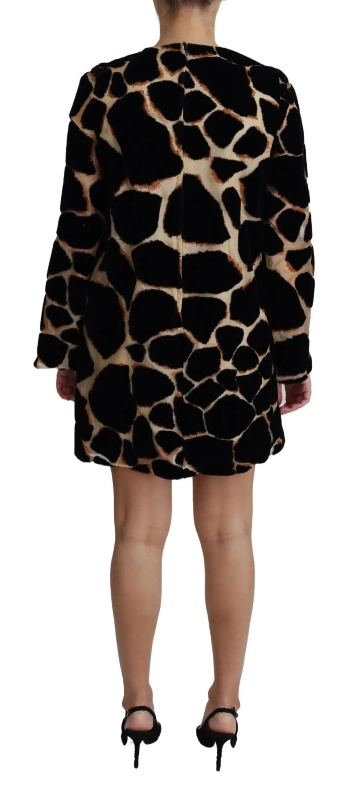 Robe mini Dolce & Gabbana giraffe noire et marron Dolce & Gabbana