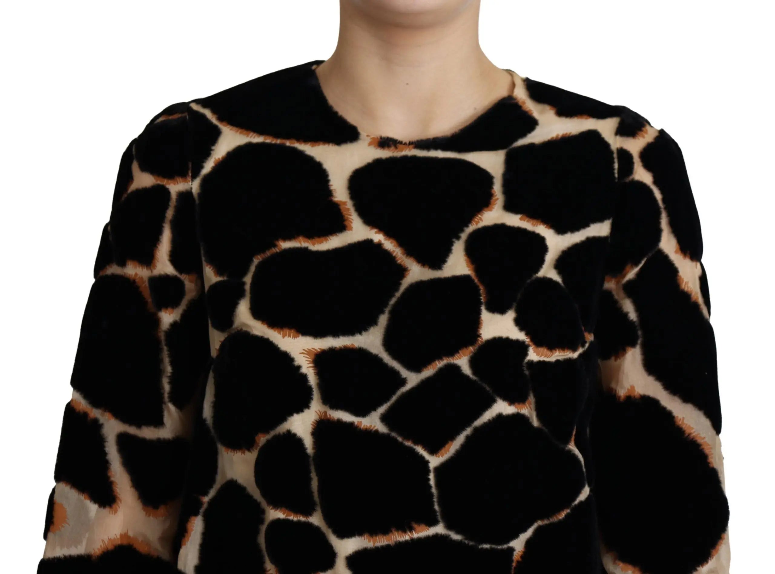 Robe mini Dolce & Gabbana giraffe noire et marron Dolce & Gabbana