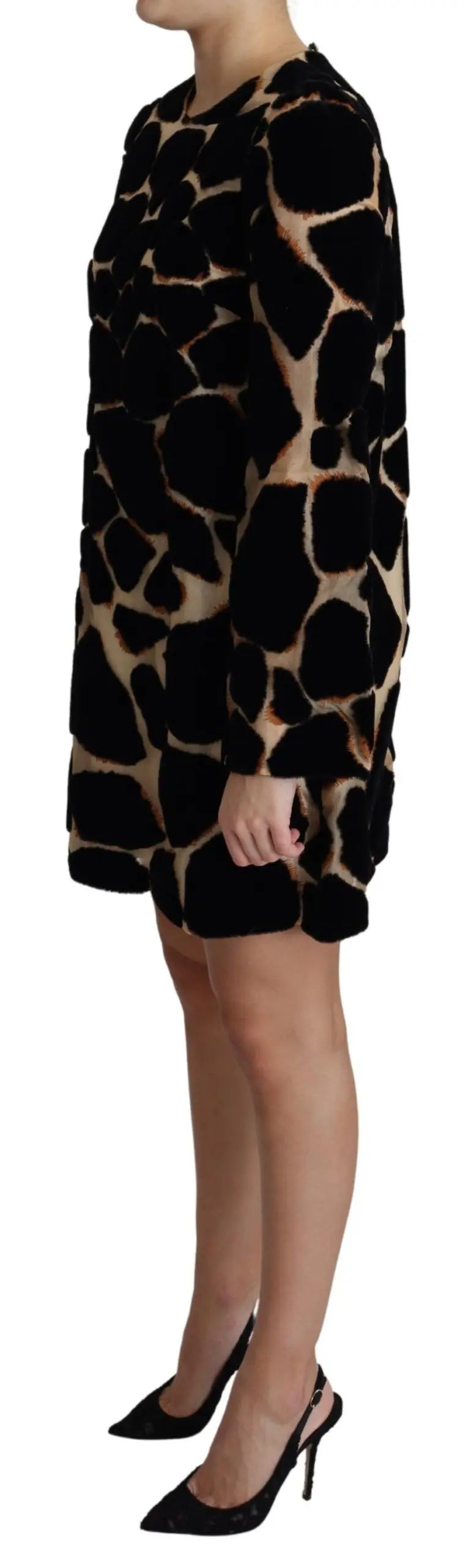 Robe mini Dolce & Gabbana giraffe noire et marron Dolce & Gabbana