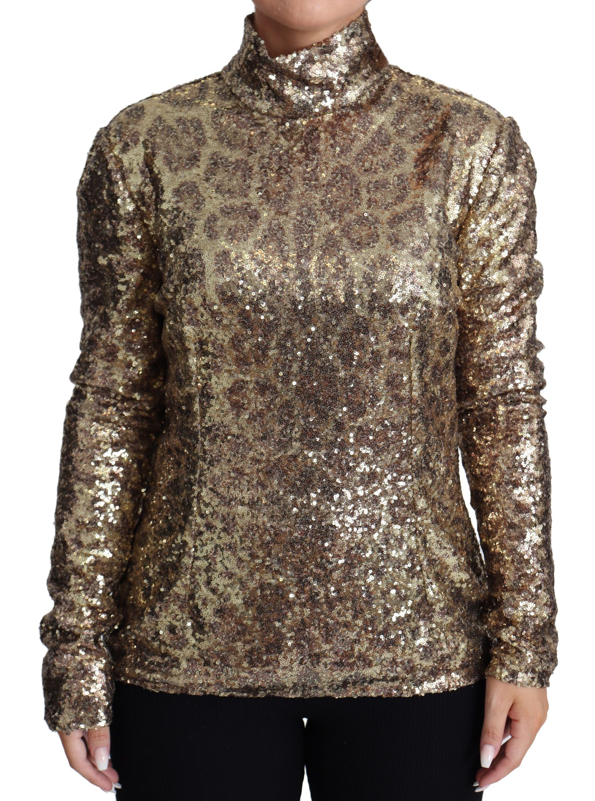 Pull Dolce & Gabbana turtleneck léopard marron