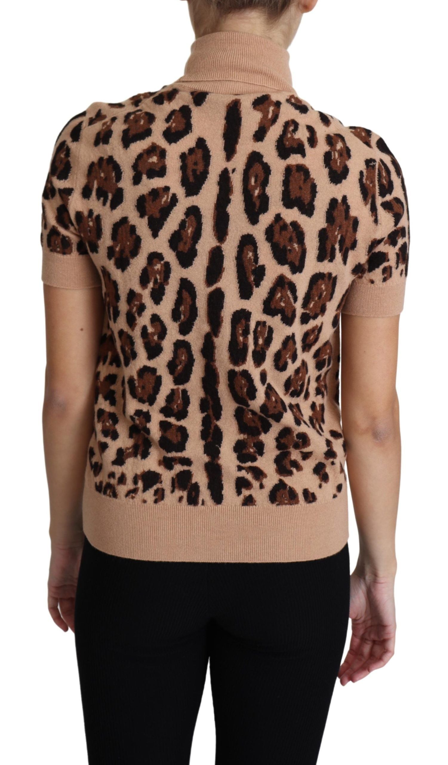 Turtleneck Dolce & Gabbana beige léopard