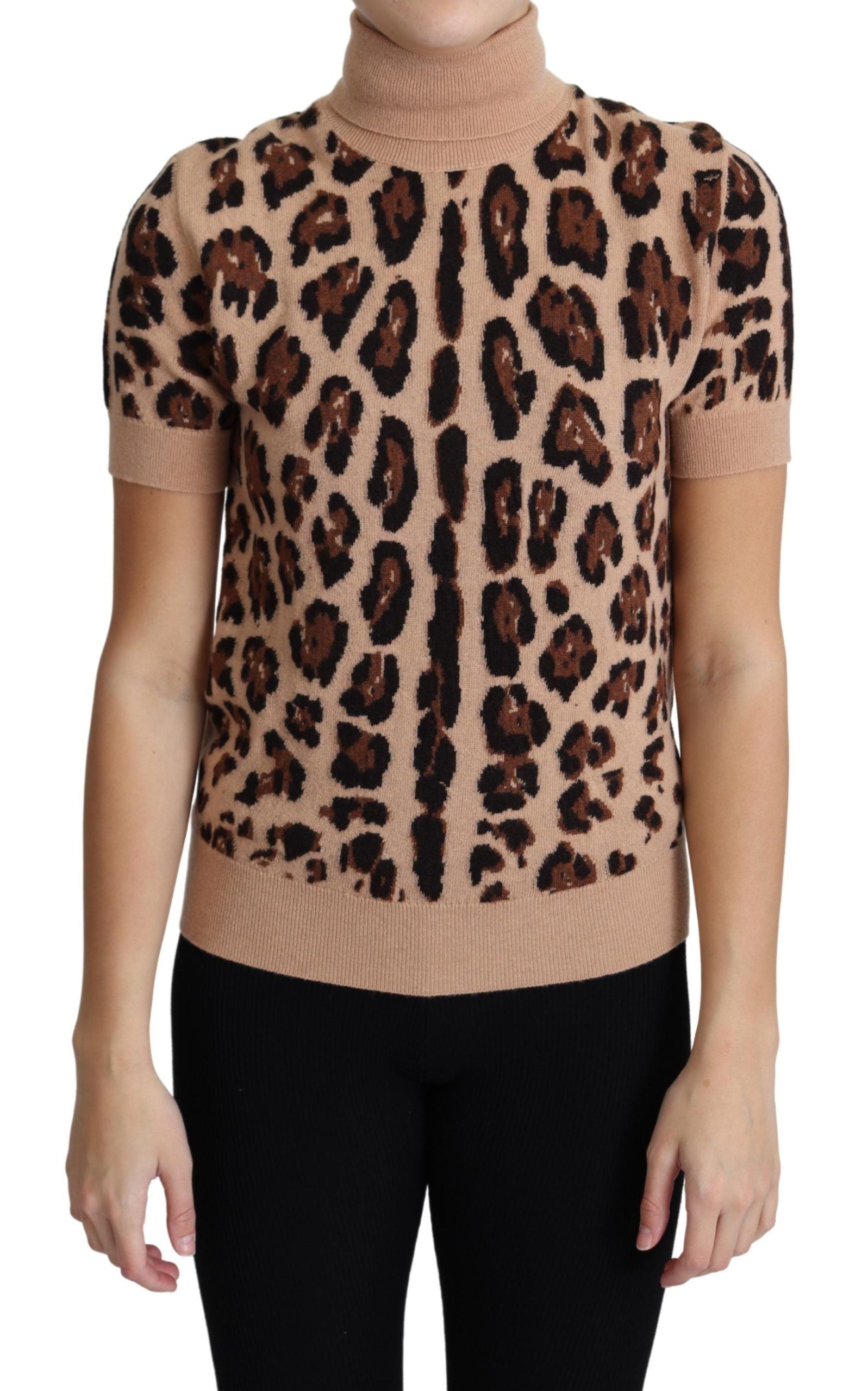 Turtleneck Dolce & Gabbana beige léopard