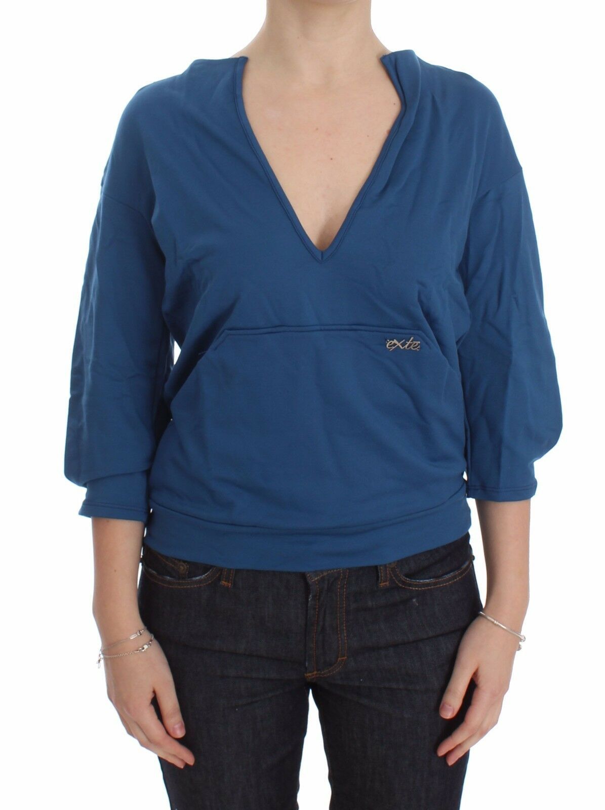 Pull EXTE Deep V-neck bleu