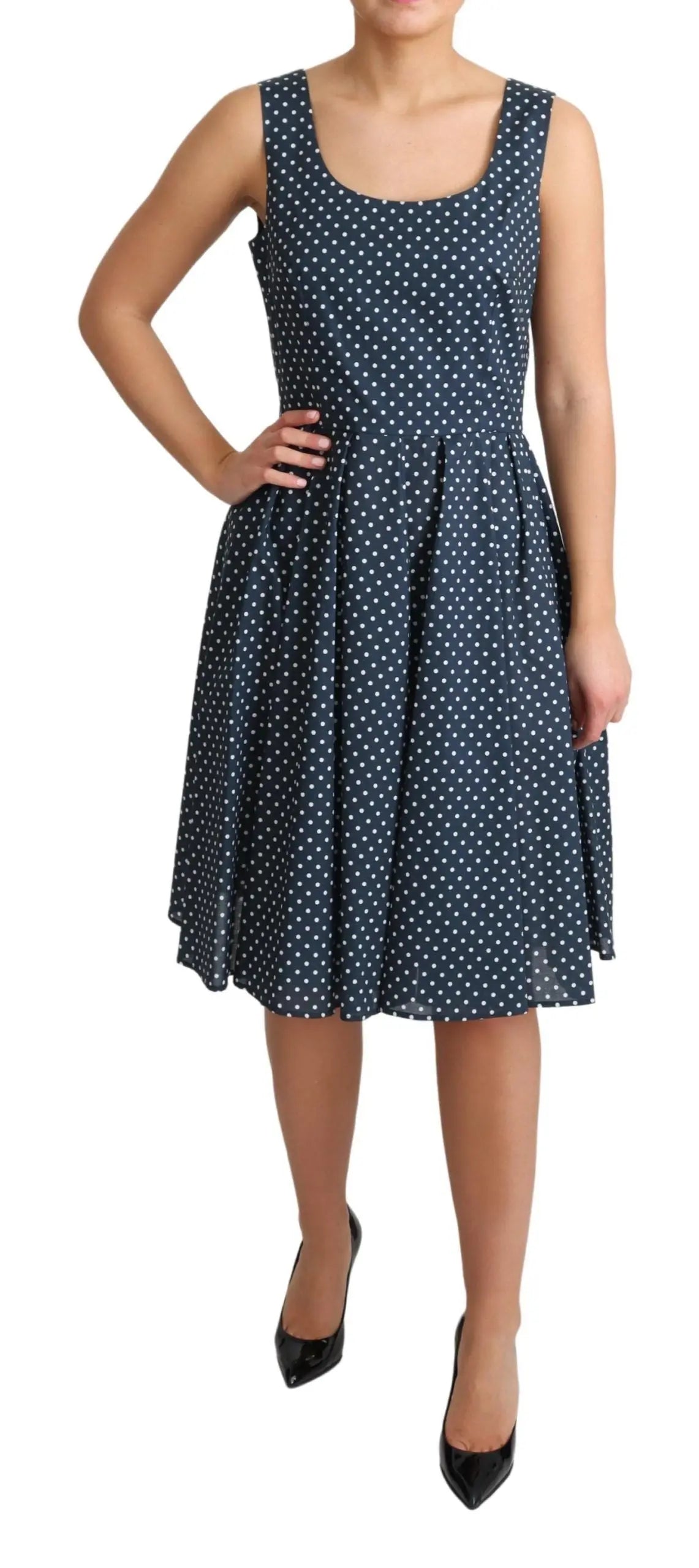 Robe DOLCE & GABBANA A-line bleu marine à pois blancs Dolce & Gabbana