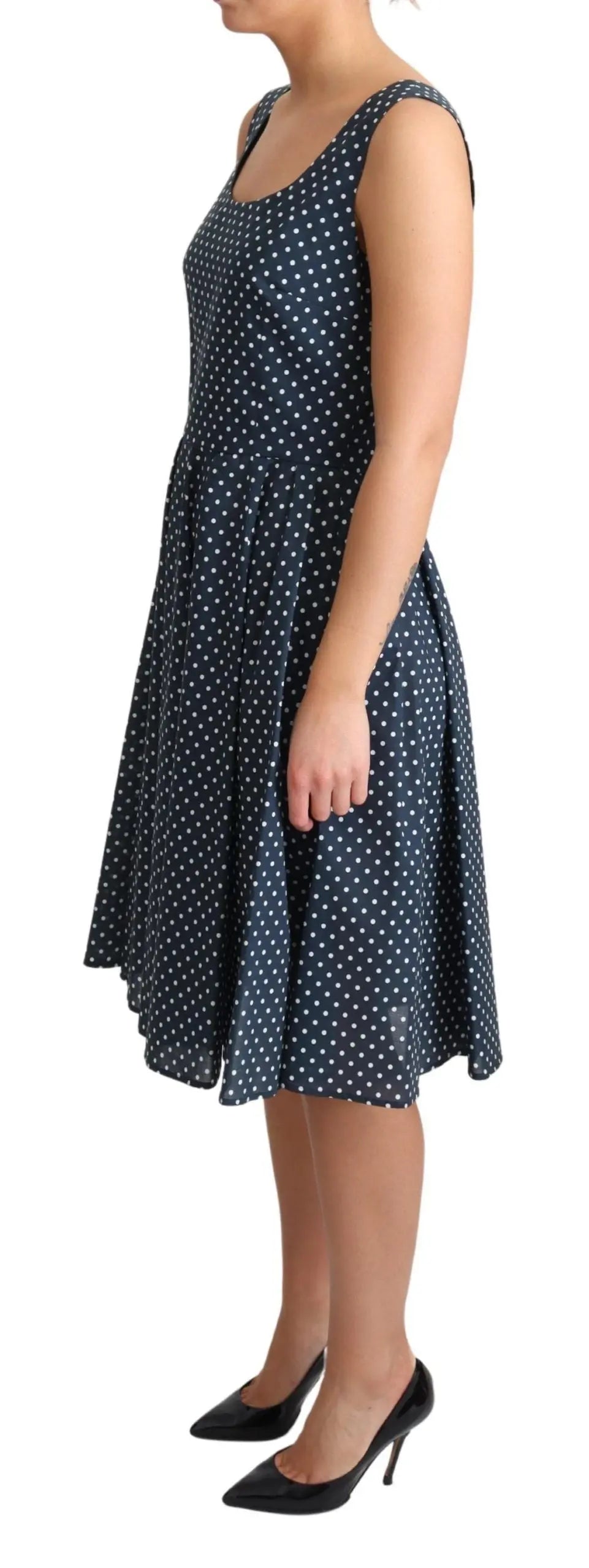 Robe DOLCE & GABBANA A-line bleu marine à pois blancs Dolce & Gabbana