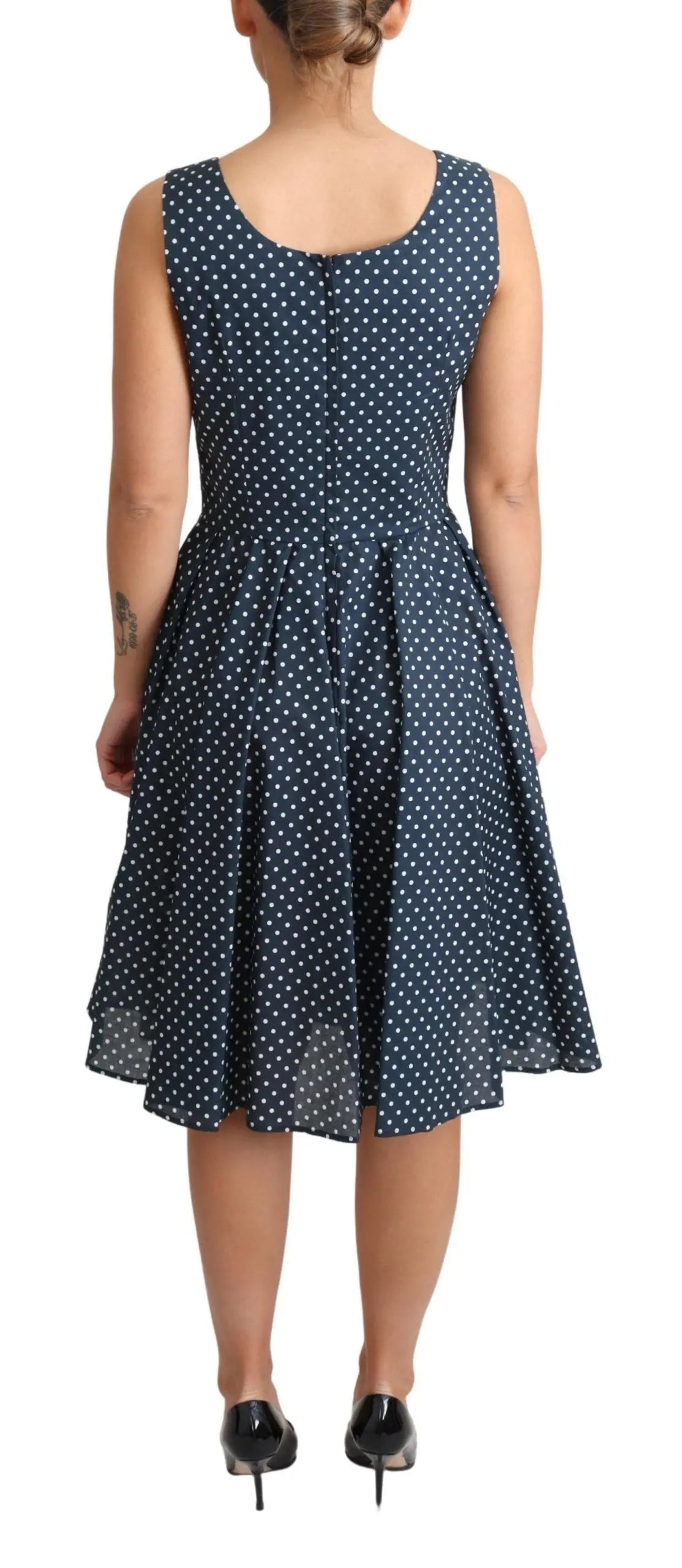 Robe DOLCE & GABBANA A-line bleu marine à pois blancs Dolce & Gabbana