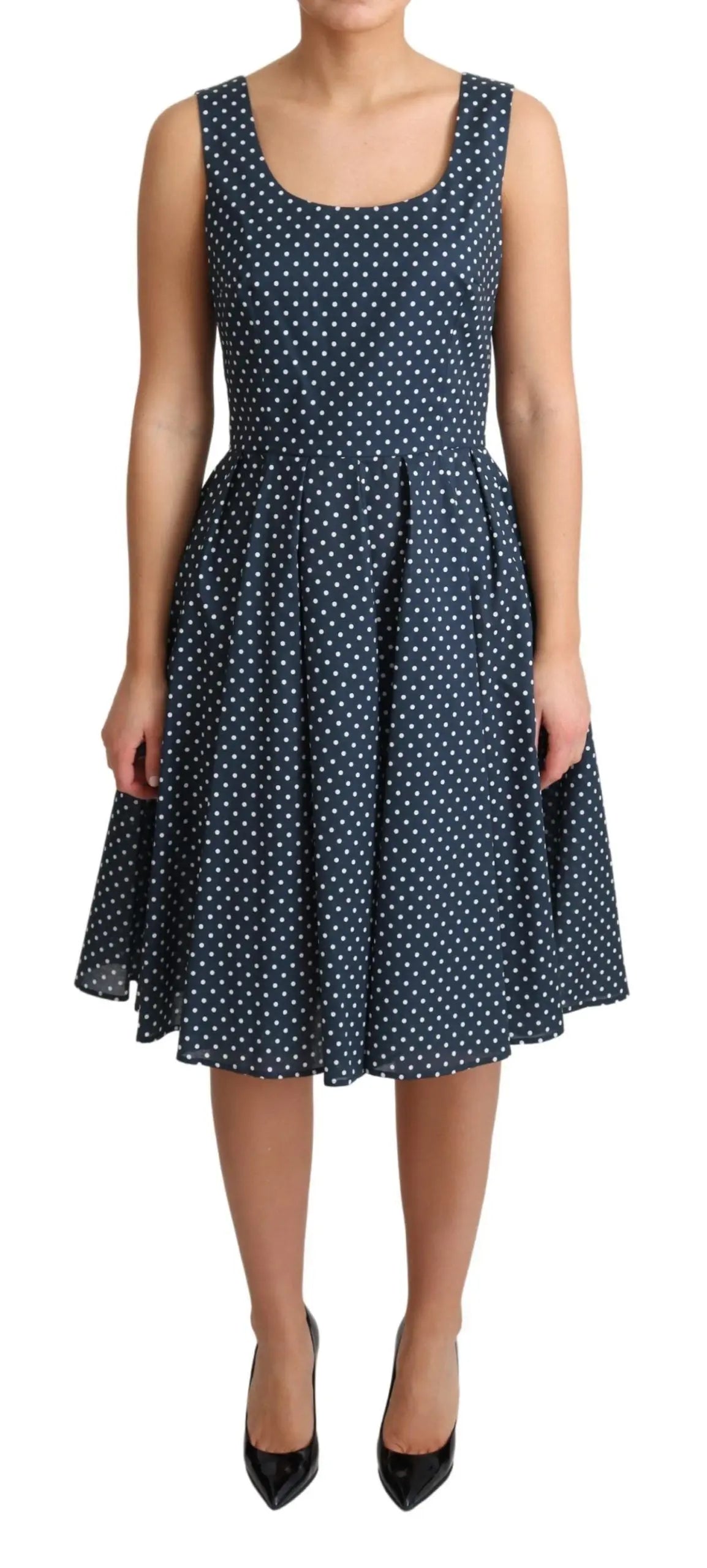 Robe DOLCE & GABBANA A-line bleu marine à pois blancs Dolce & Gabbana