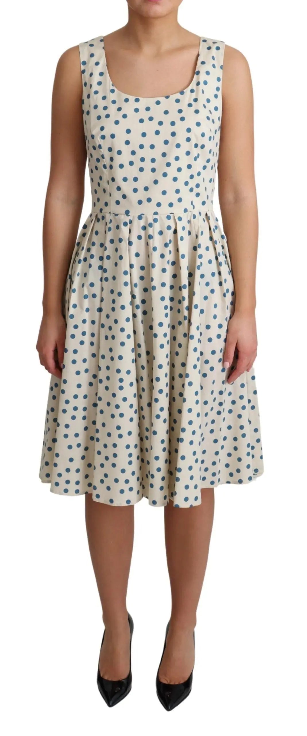 Robe Dolce & Gabbana A-Line beige à pois Dolce & Gabbana