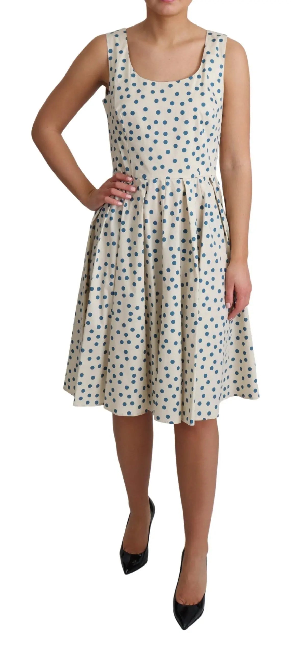 Robe Dolce & Gabbana A-Line beige à pois Dolce & Gabbana