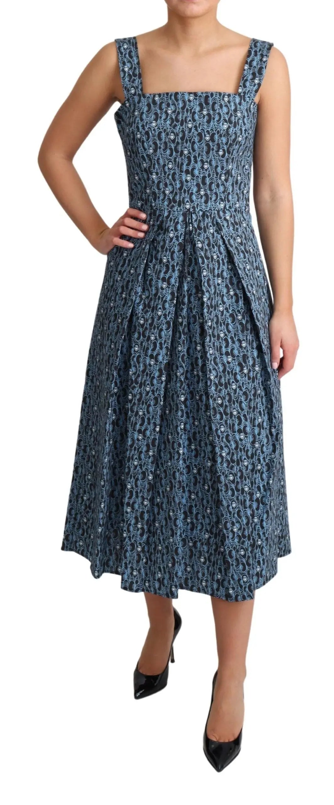Robe Dolce & Gabbana A-line imprimé cœur bleue Dolce & Gabbana