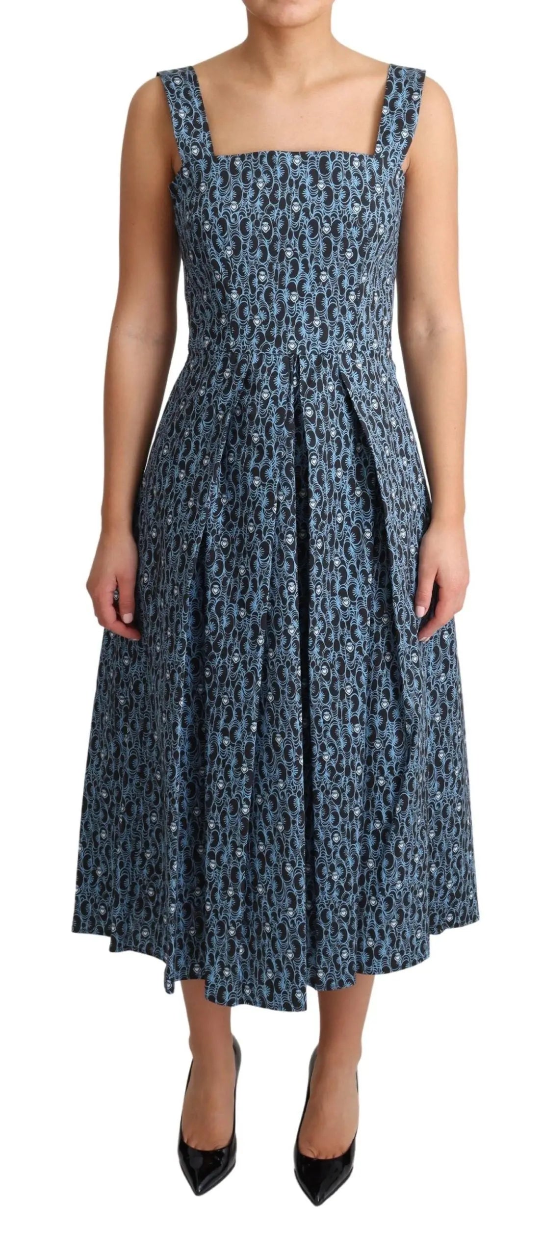 Robe Dolce & Gabbana A-line imprimé cœur bleue Dolce & Gabbana