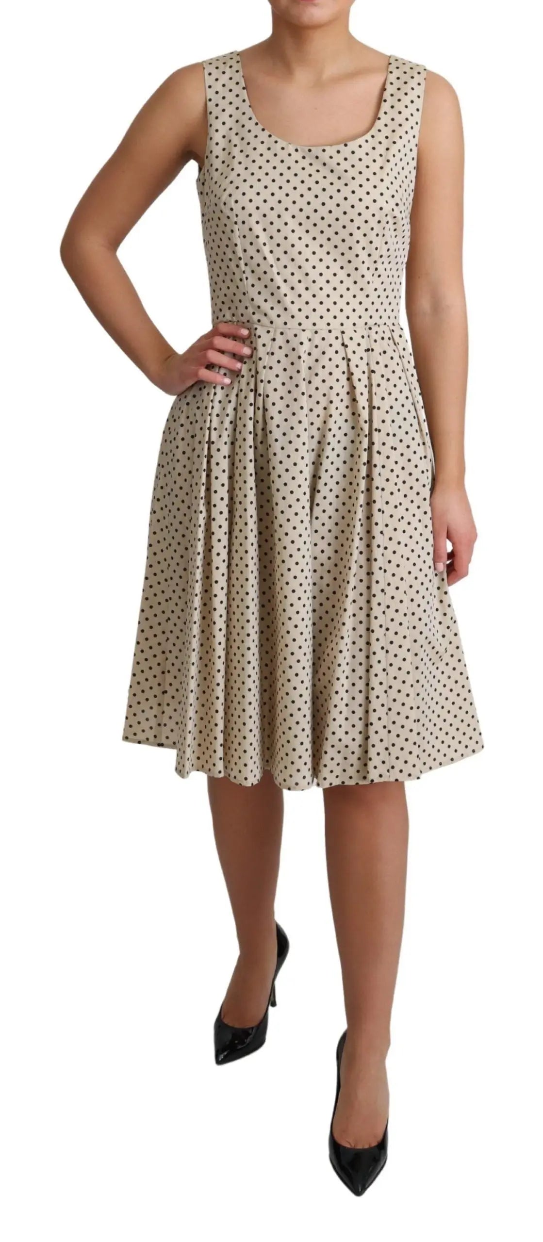 Robe Dolce & Gabbana A-line beige à pois noirs Dolce & Gabbana