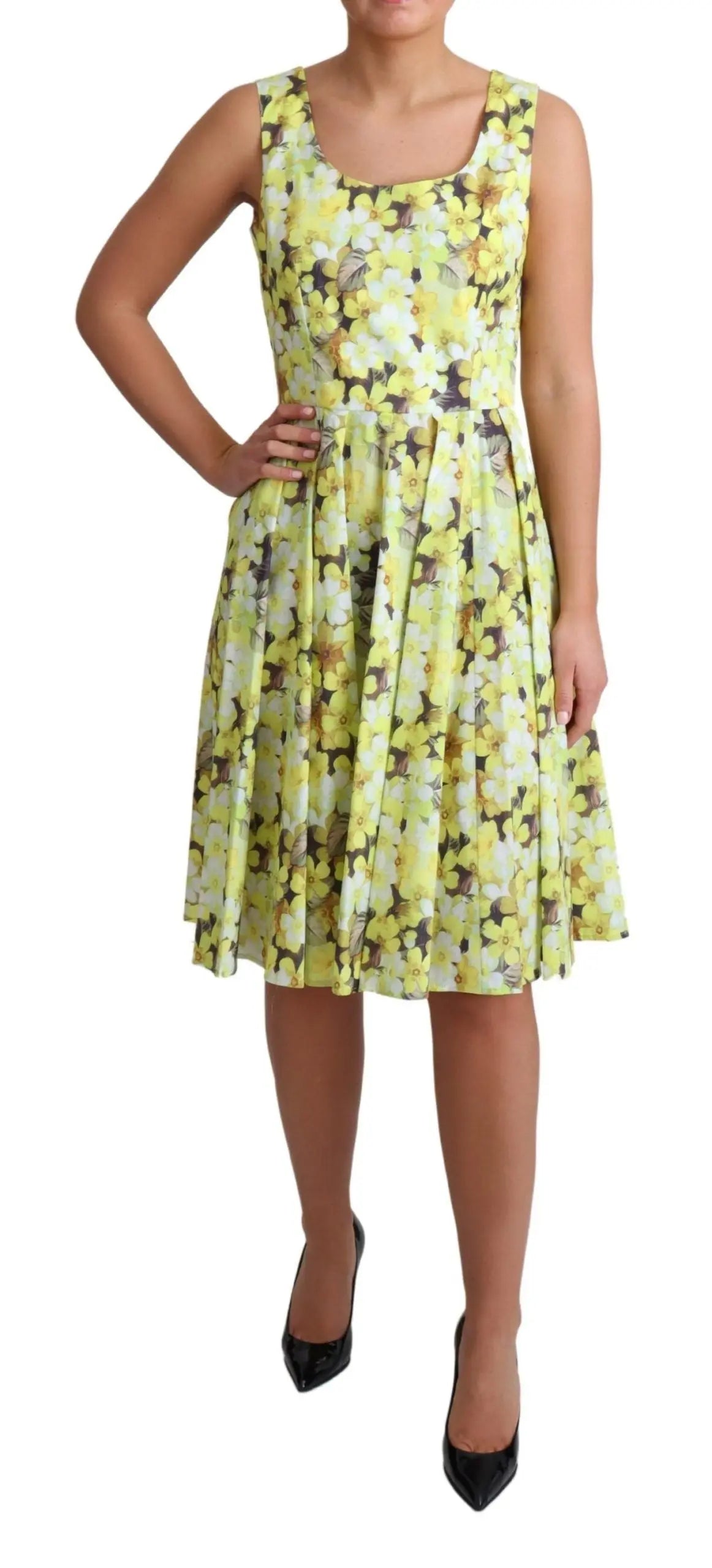 Robe Dolce & Gabbana jaune à fleurs Dolce & Gabbana