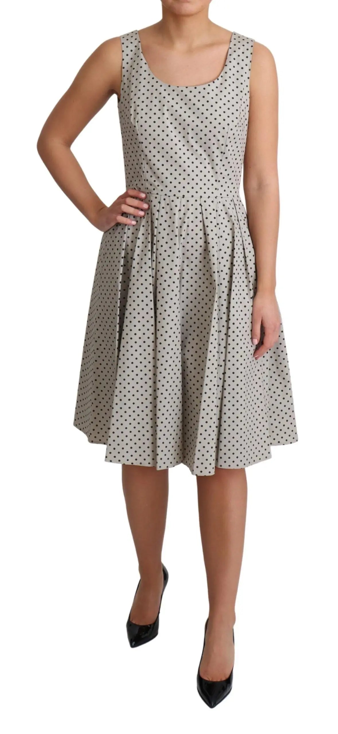 Robe Dolce & Gabbana A-line beige à pois Dolce & Gabbana