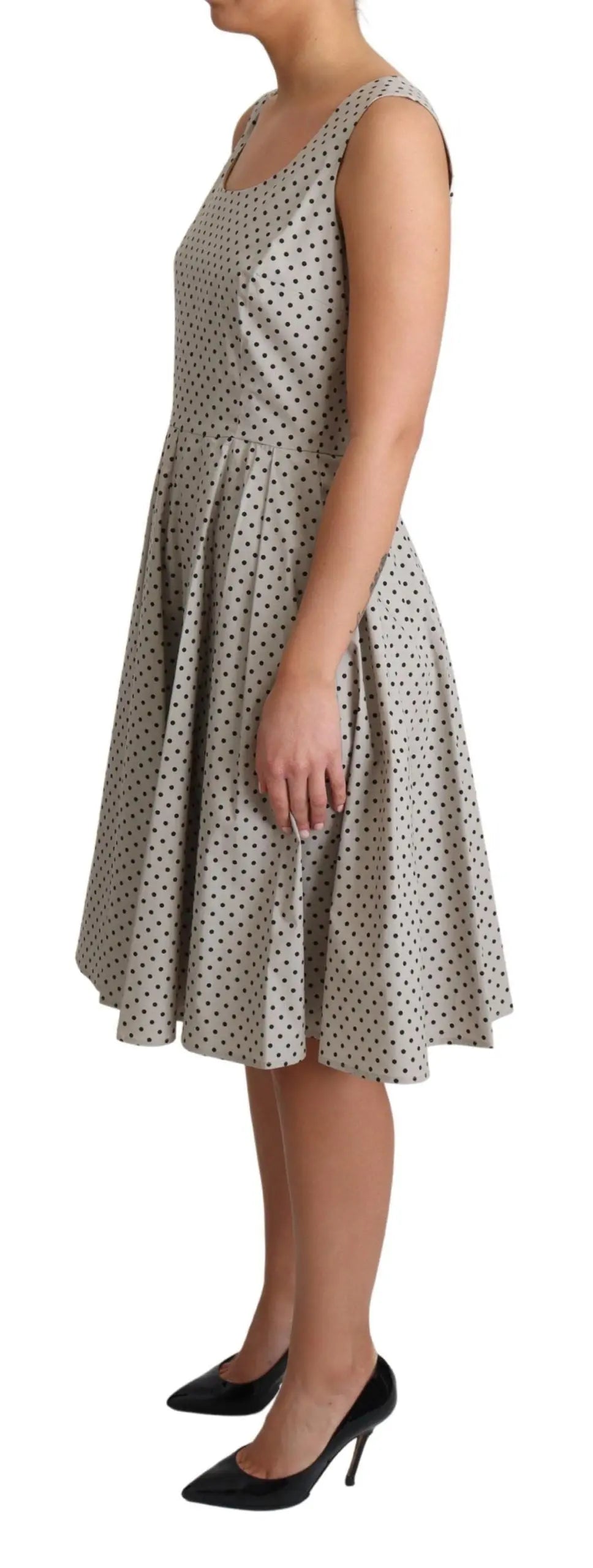 Robe Dolce & Gabbana A-line beige à pois Dolce & Gabbana