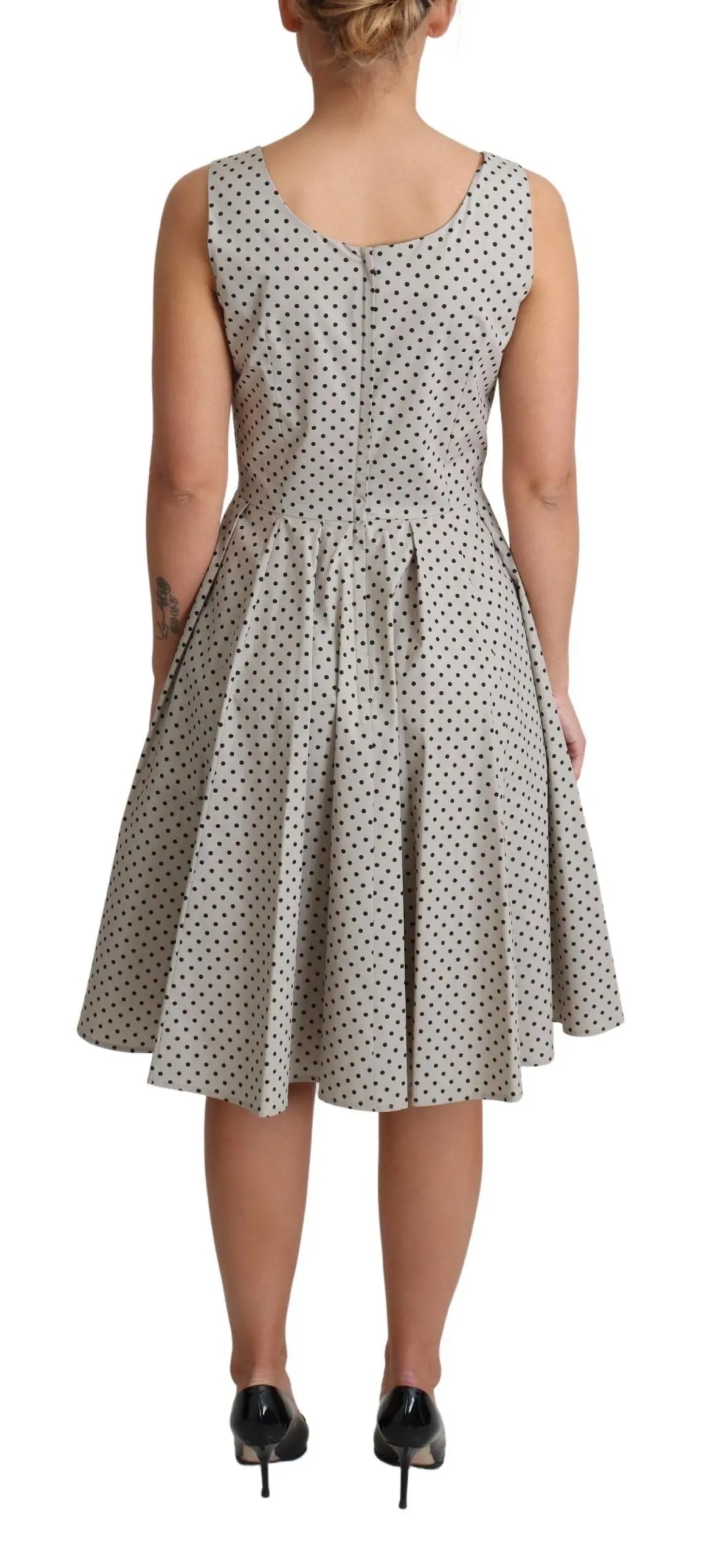 Robe Dolce & Gabbana A-line beige à pois Dolce & Gabbana