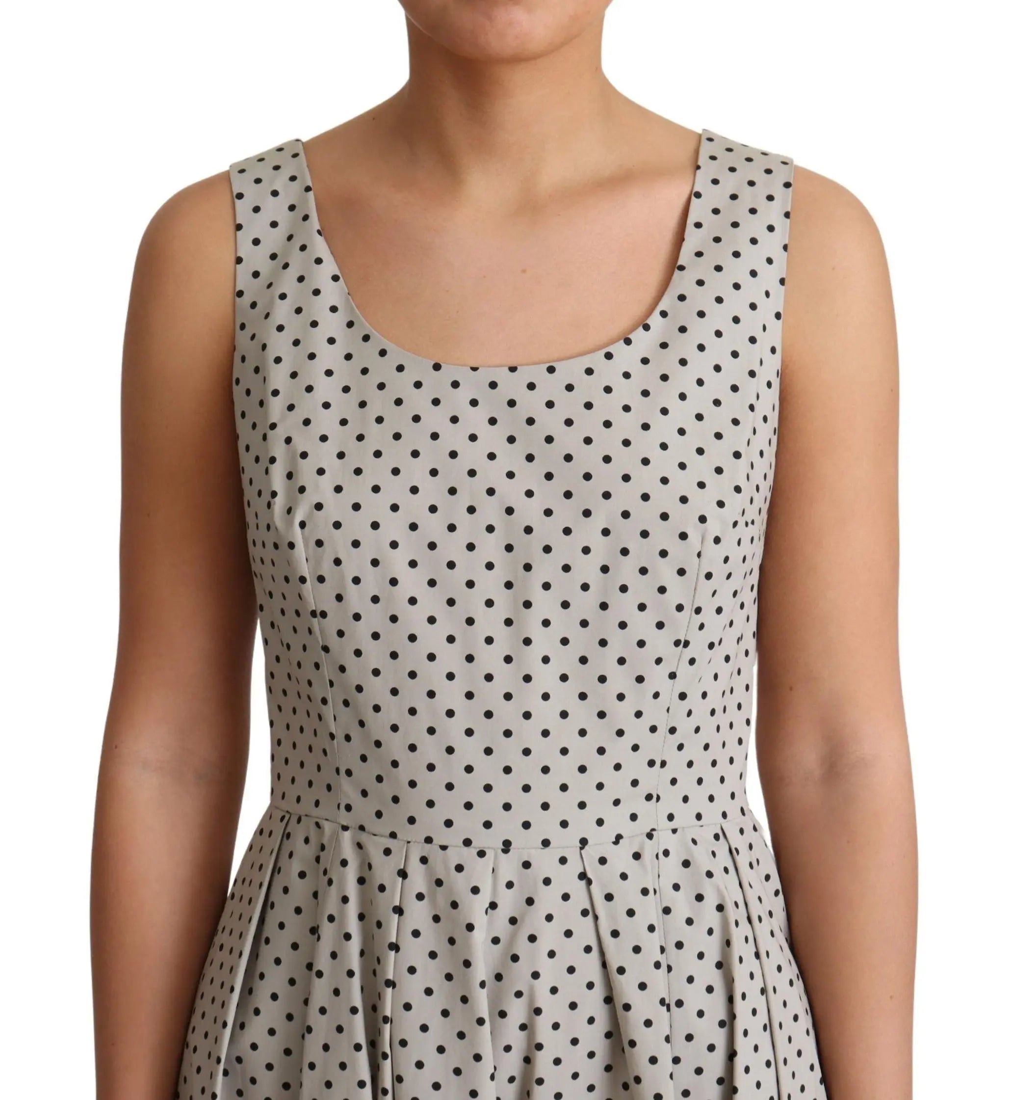 Robe Dolce & Gabbana A-line beige à pois Dolce & Gabbana