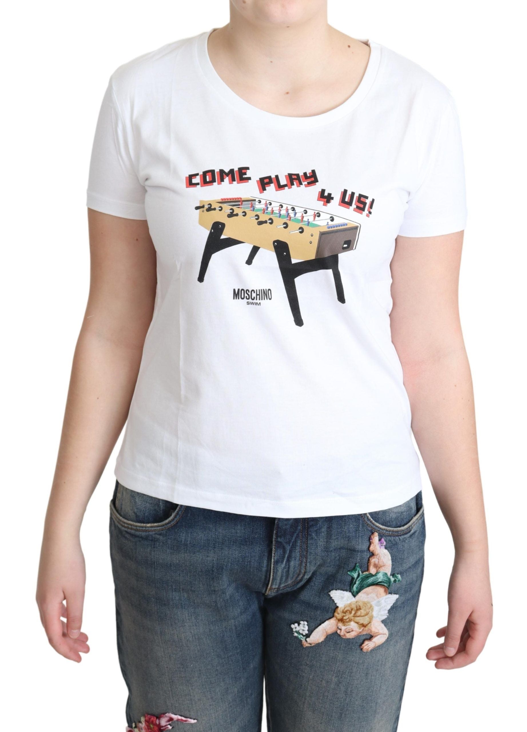 T-shirt Moschino Come Play 4 Us blanc