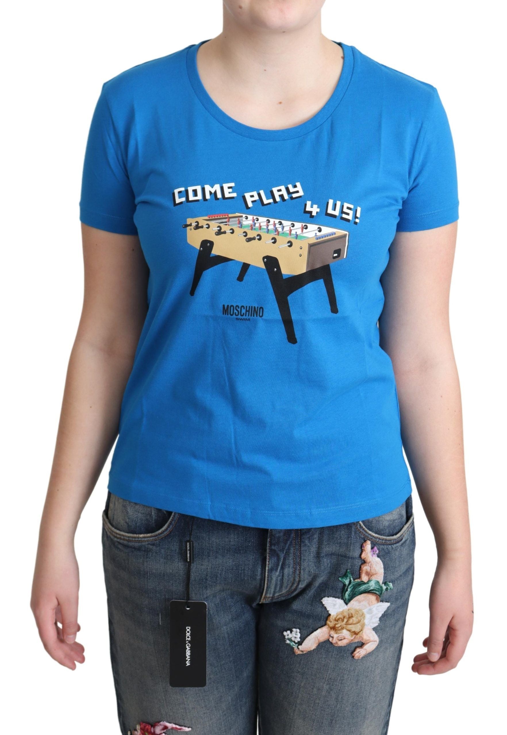T-shirt Moschino Come Play 4 Us bleu