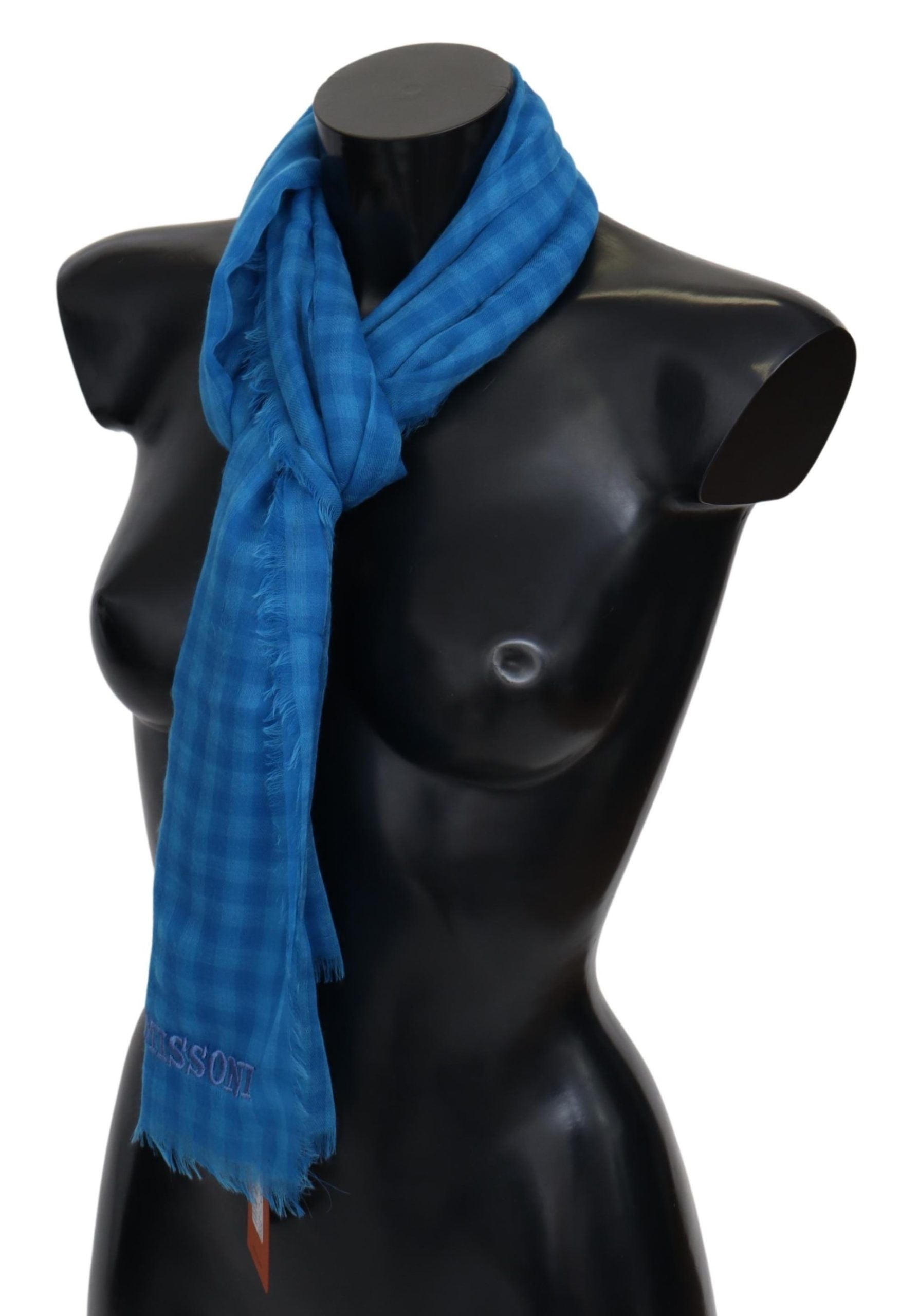 Écharpe Missoni bleue à motif carreaux