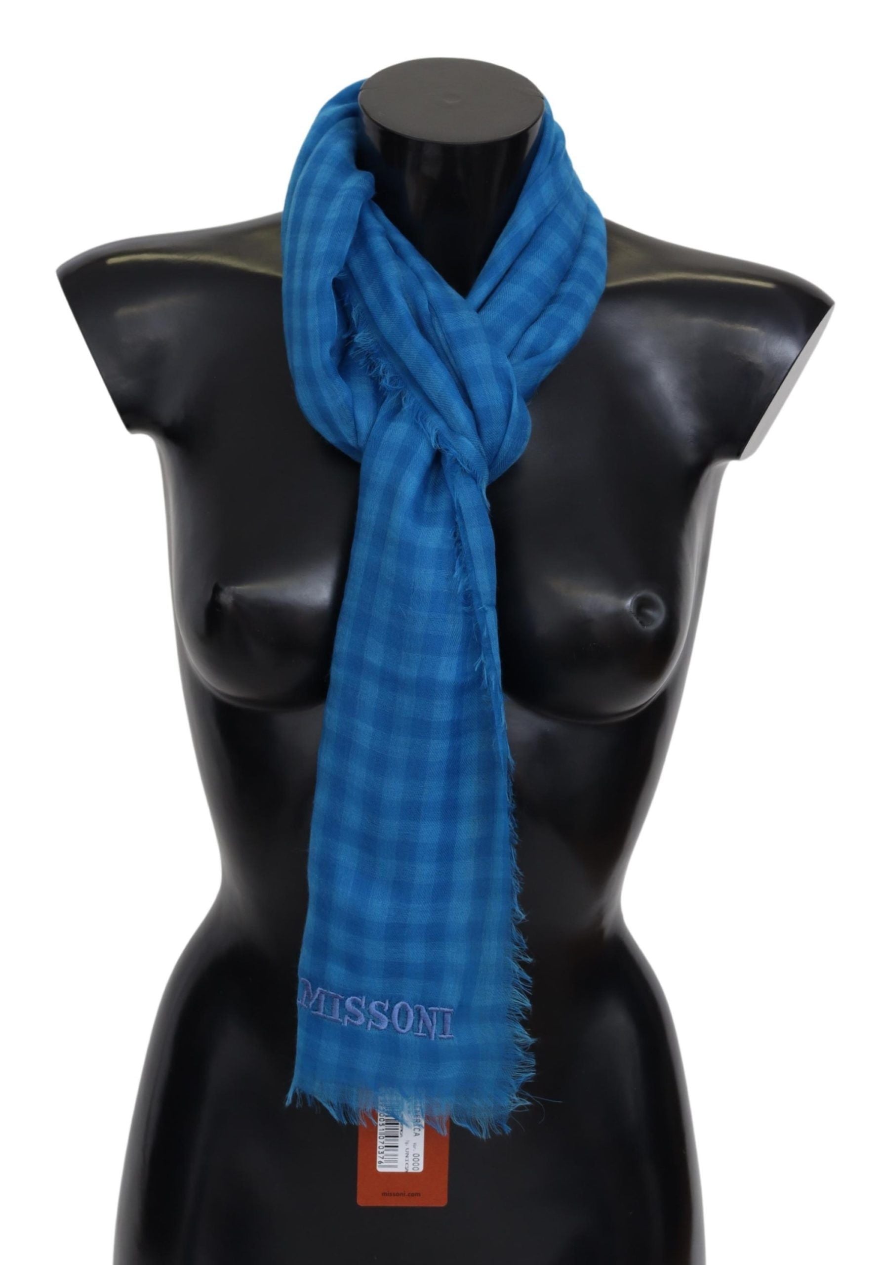 Écharpe Missoni bleue à motif carreaux