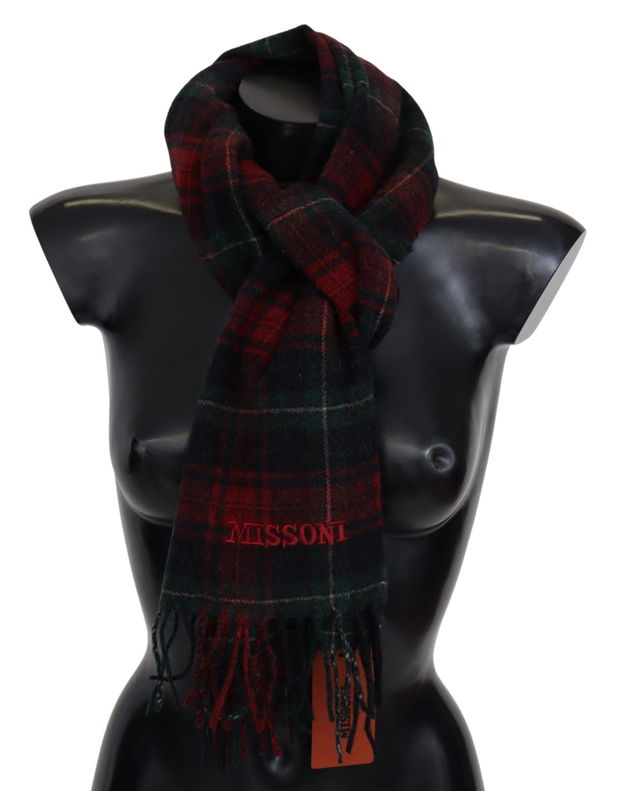 Écharpe Missoni à carreaux noire rouge