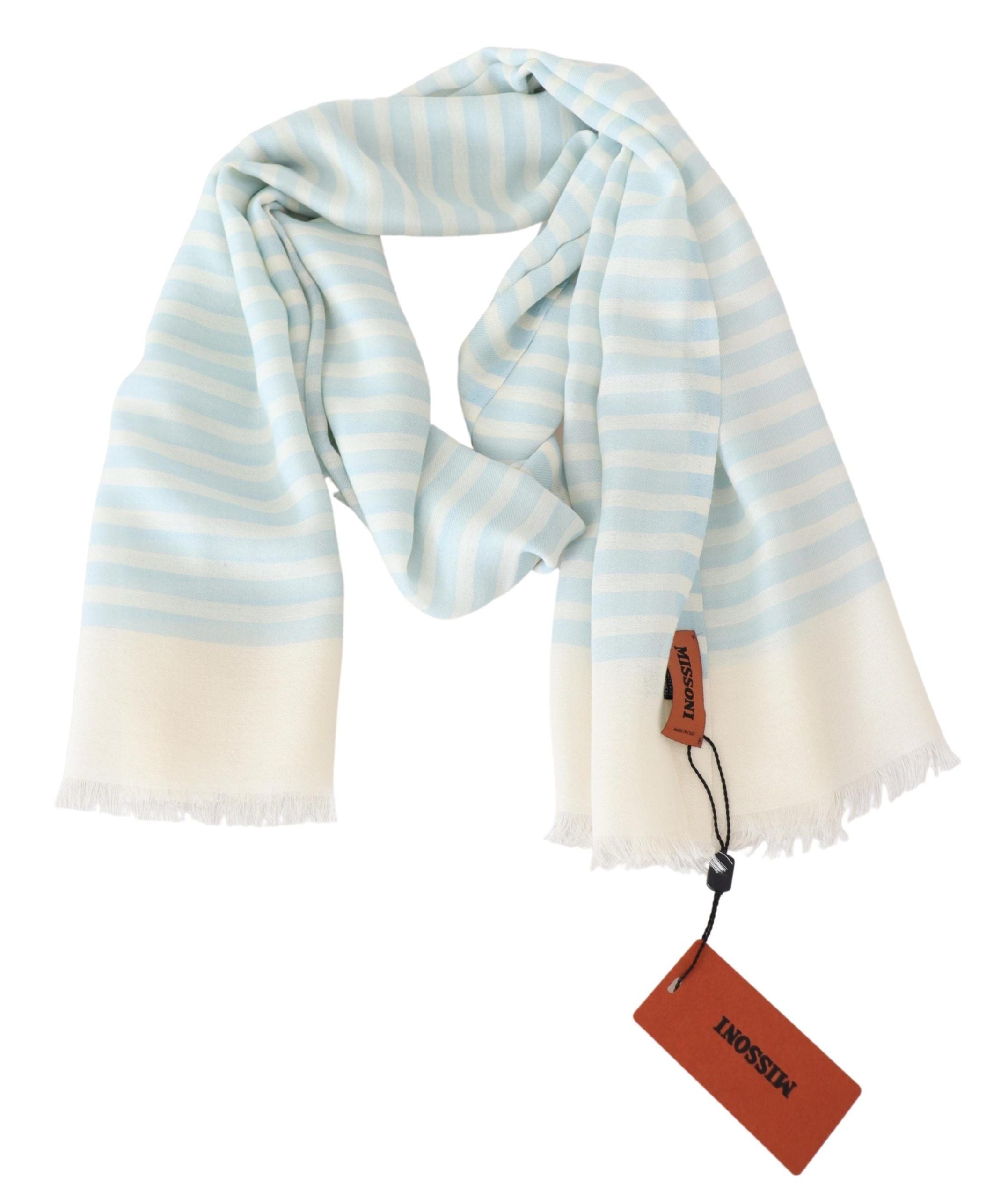 Écharpe Missoni à franges bleue et blanche